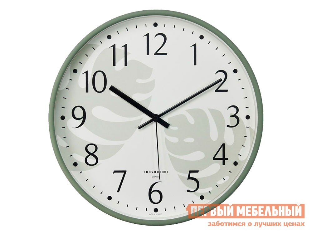 Часы  Листья Оливковый, пластик