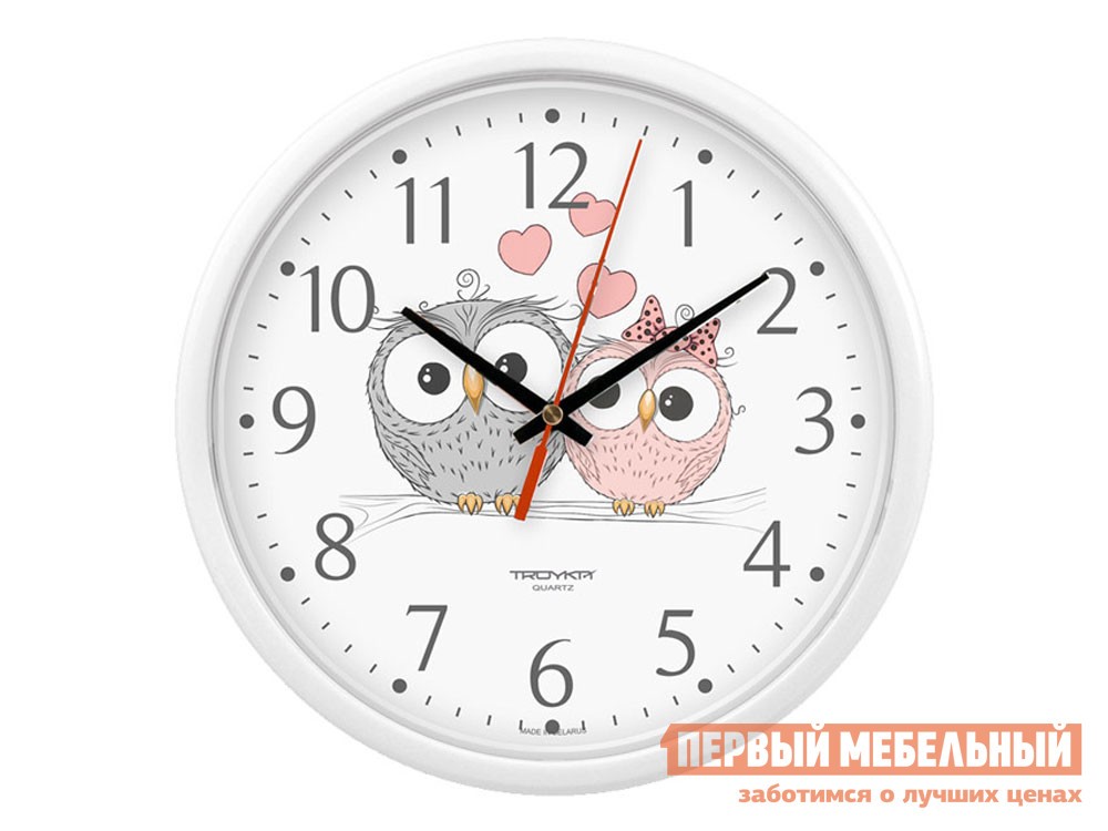 Часы  Совушки Белый, пластик