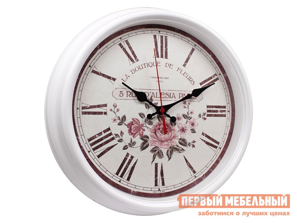 Часы  Флора Белый, пластик