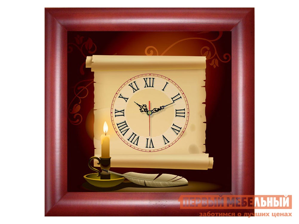 Часы  Пергамент Бордовый, пластик