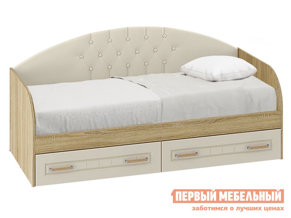 Тахта  Маркиза Дуб Сонома / Крем Сатин, С мягкой спинкой, новая