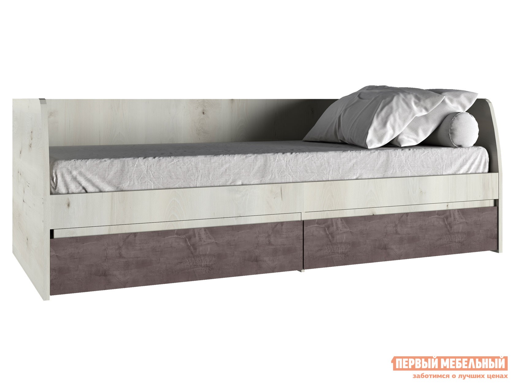 Детская кровать  Бьерк Ольха полярная / Оникс, Без бортика