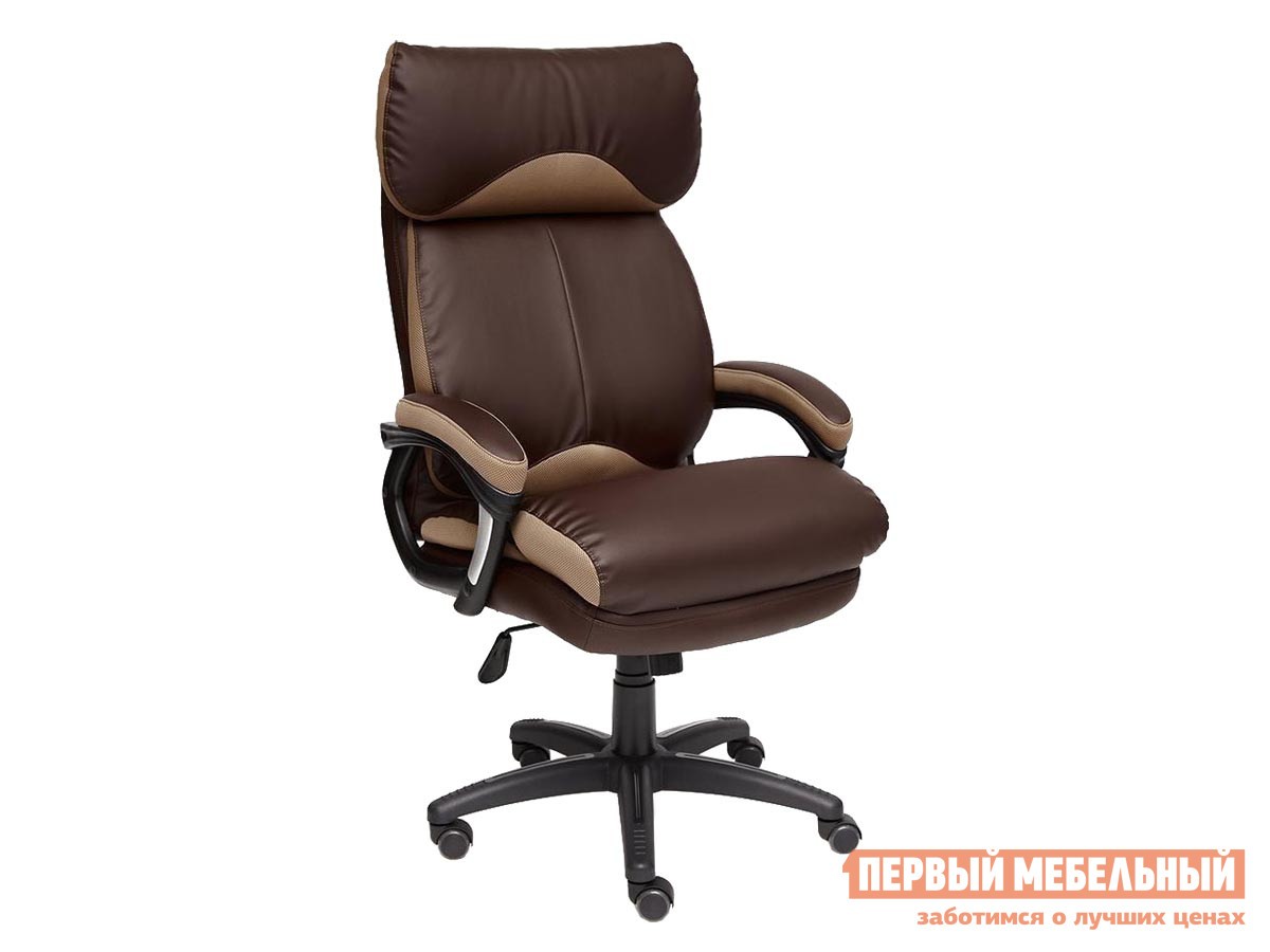 Кресло руководителя  DUKE Коричневый, иск. кожа / Бронза, ткань