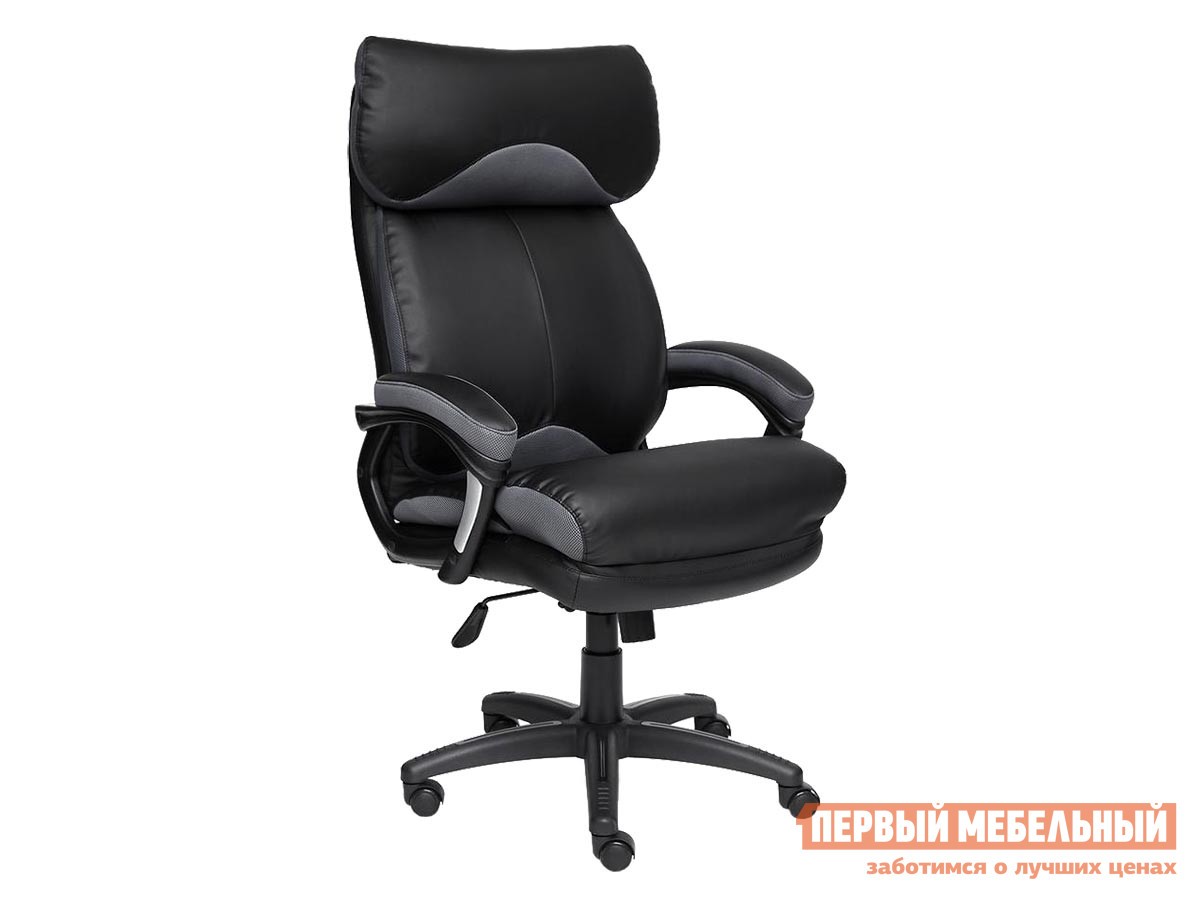 Кресло руководителя  DUKE Черный, иск.кожа / Серый, ткань