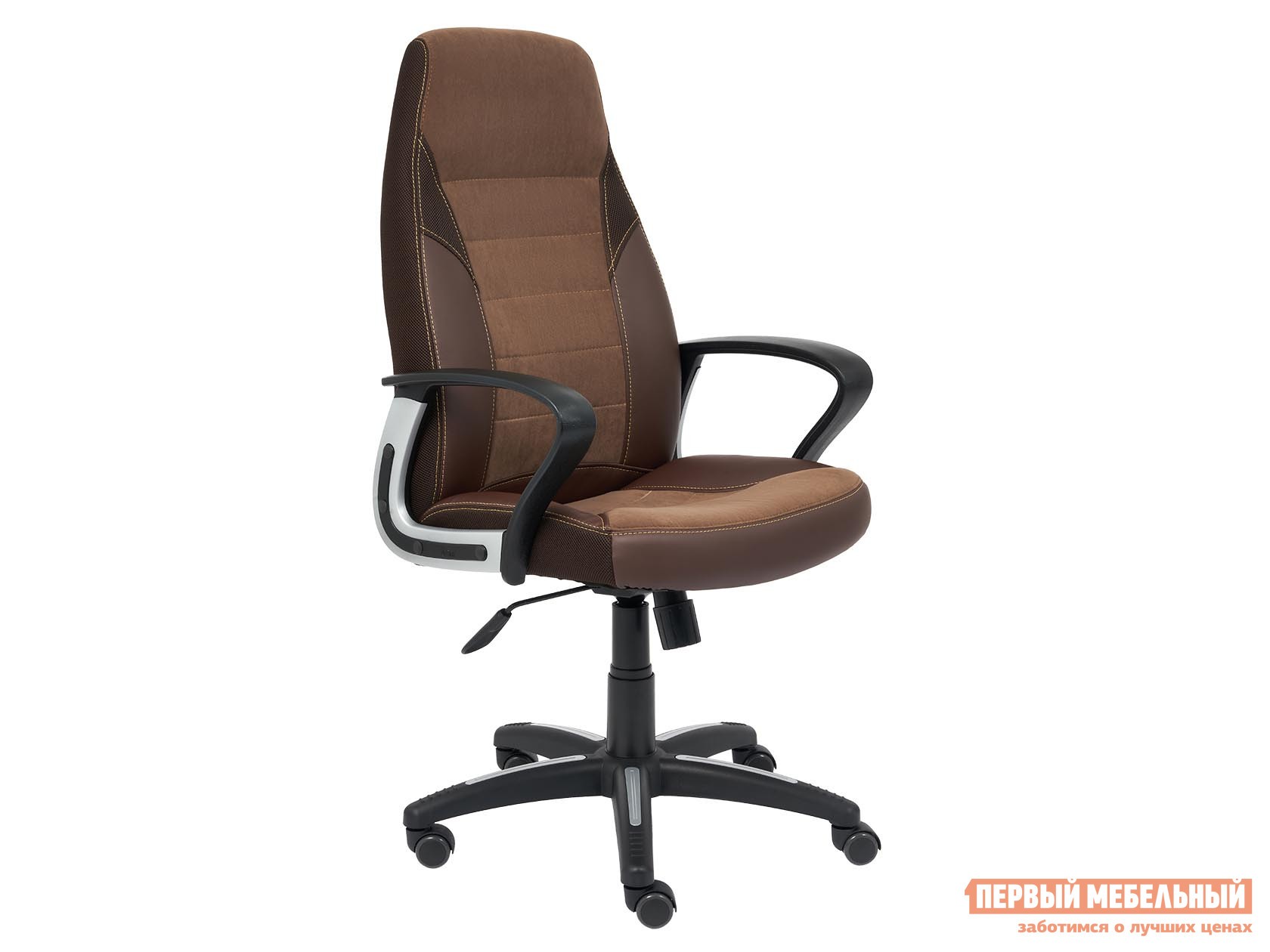 Кресло руководителя  Inter Коричневый, флок, иск.кожа, сетка