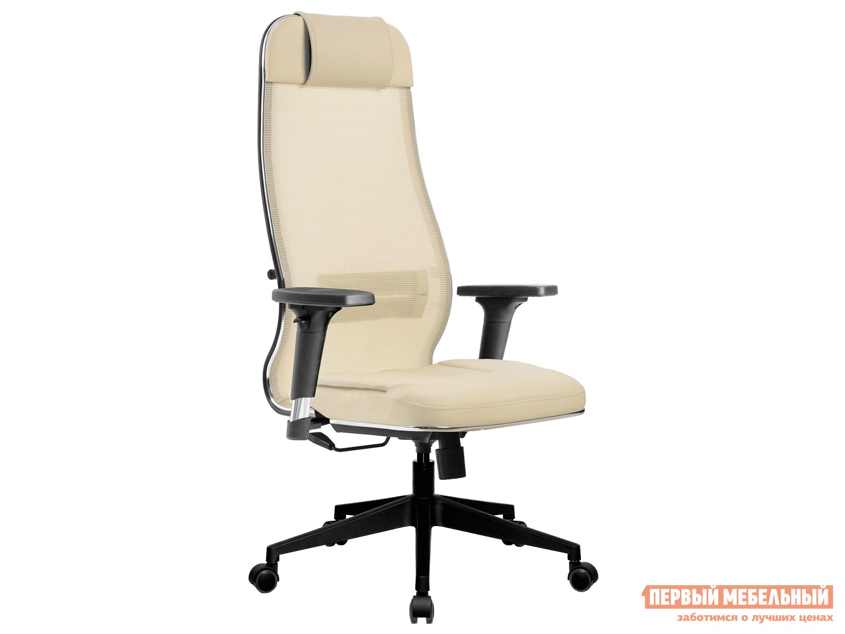Кресло руководителя  МЕТТА-5/подл.200/осн.002 Бежевый, экокожа, сетка