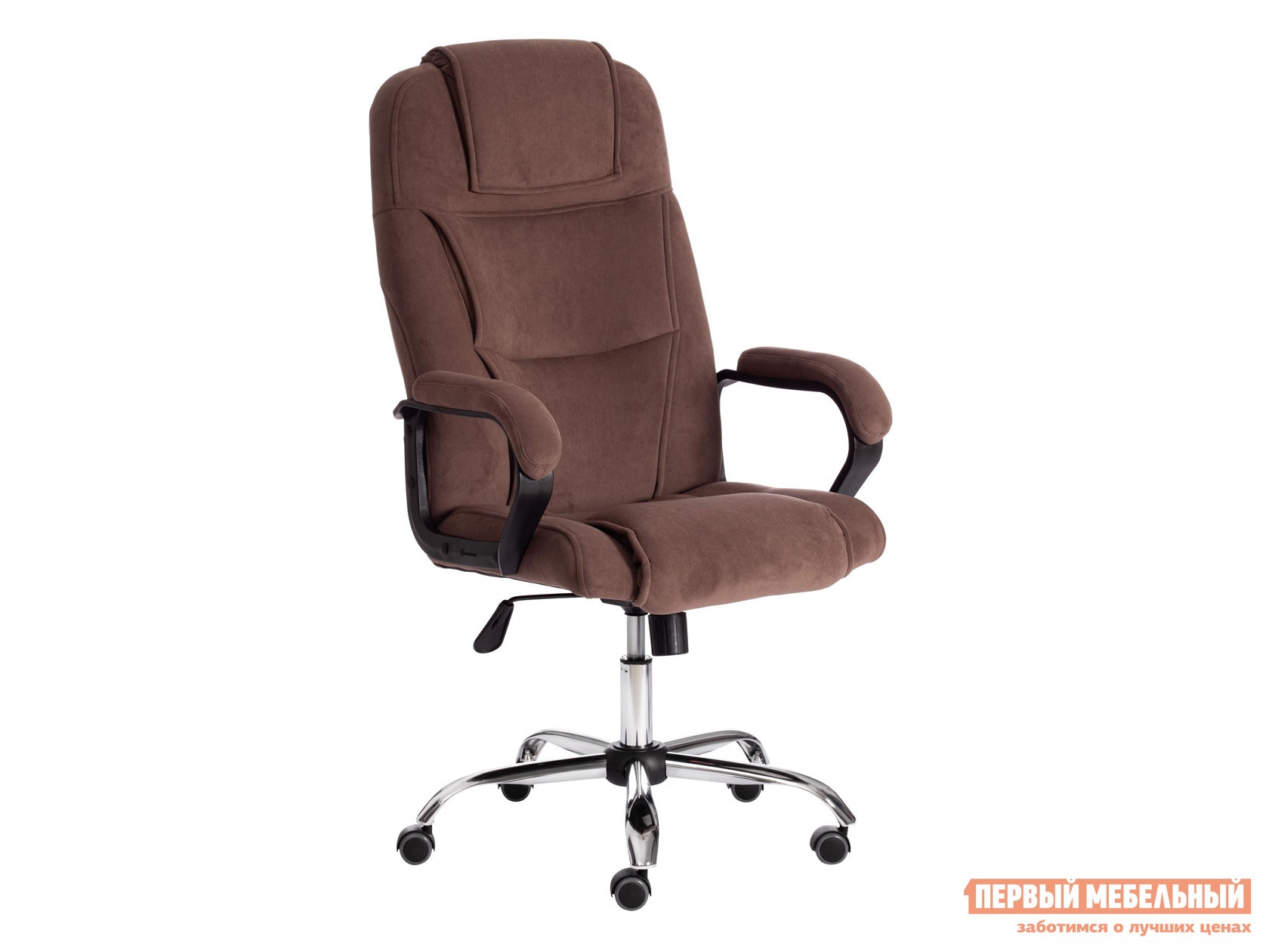 Кресло руководителя  BERGAMO хром (22) Коричневый, флок