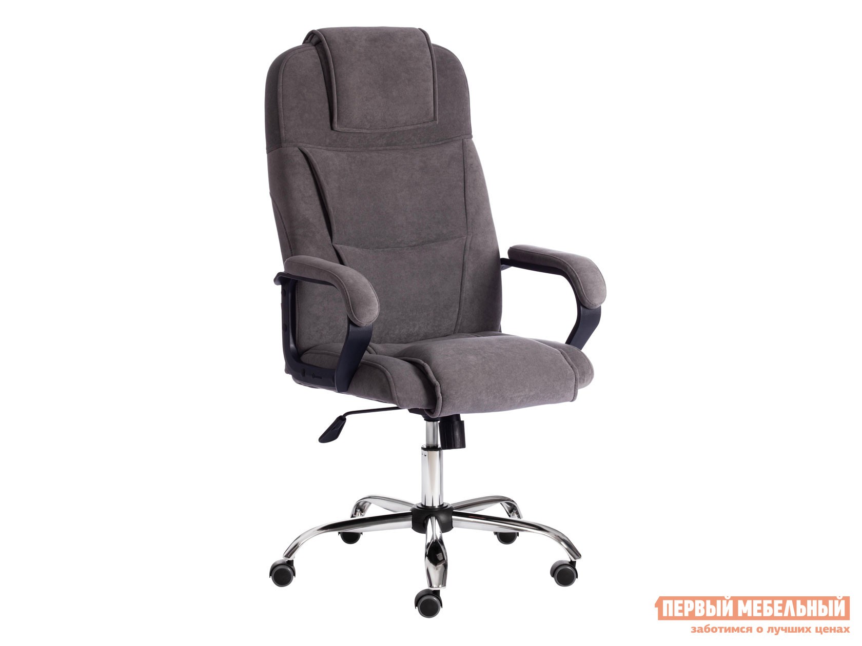 Кресло руководителя  BERGAMO хром (22) Серый, флок