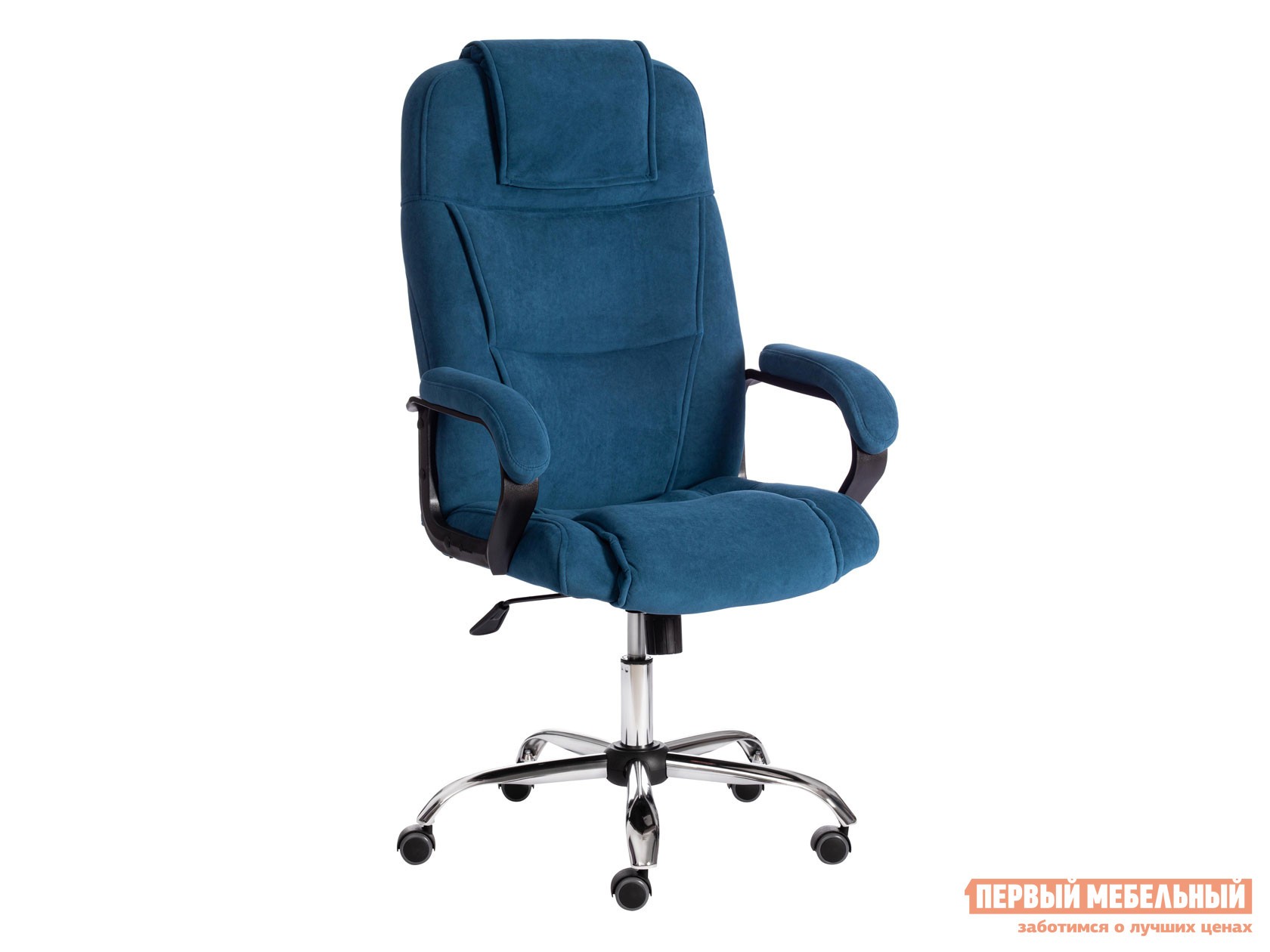 Кресло руководителя  BERGAMO хром (22) Синий, флок
