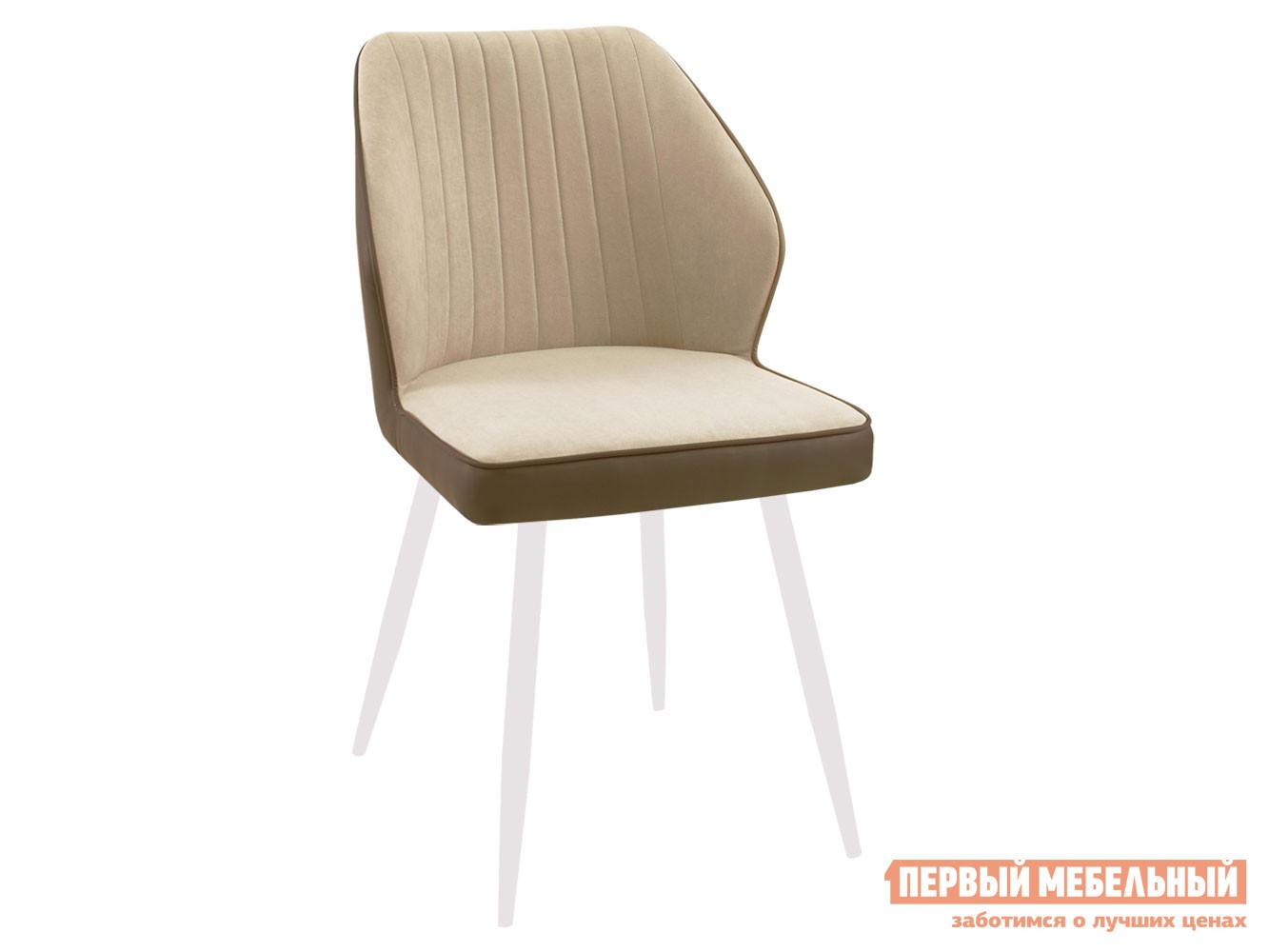 Стул  DikLine 222 Крем, микровелюр / Коричневый, экокожа / Белый