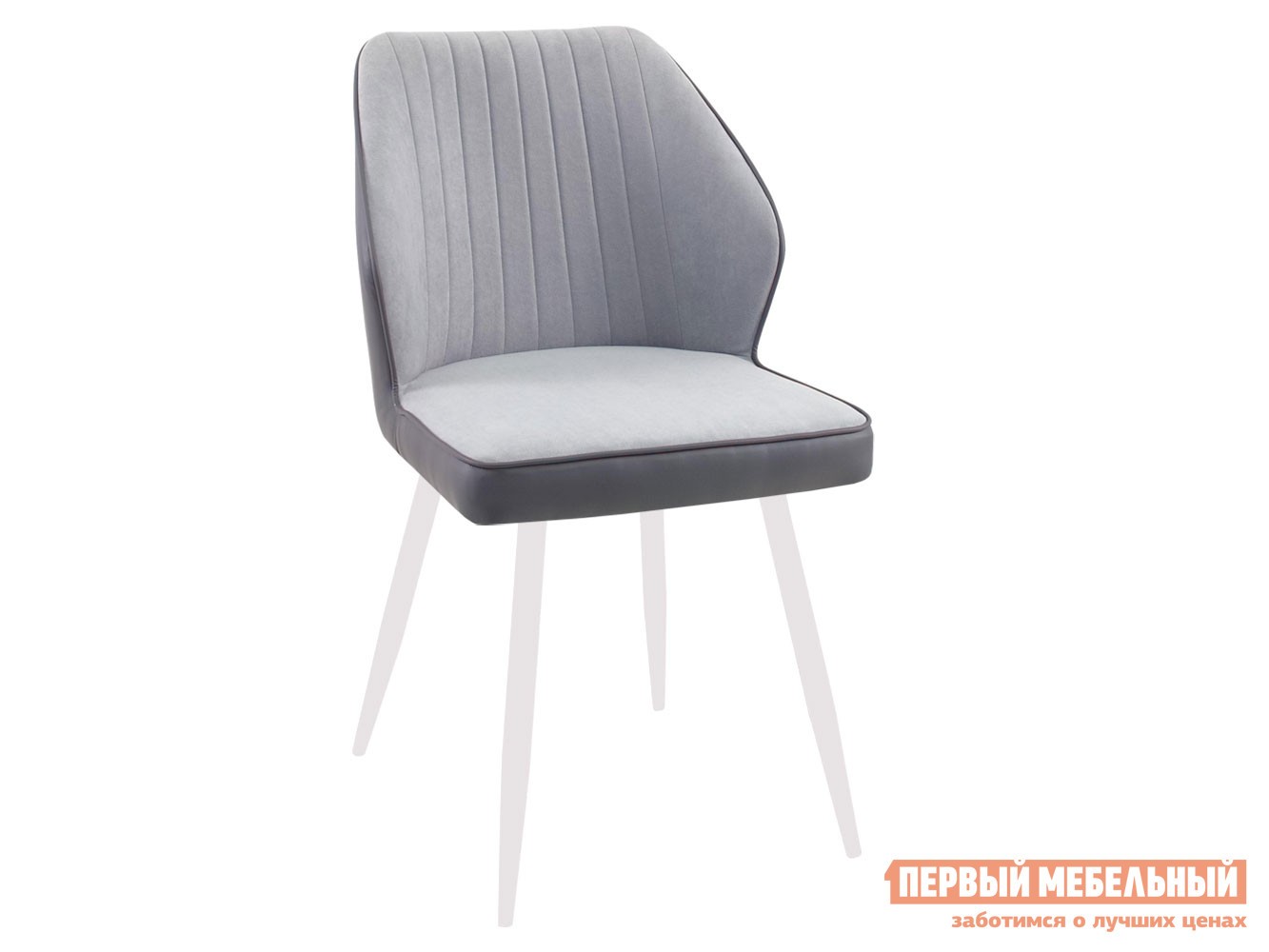 Стул  DikLine 222 Светло-серый, микровелюр / Серый, экокожа / Белый