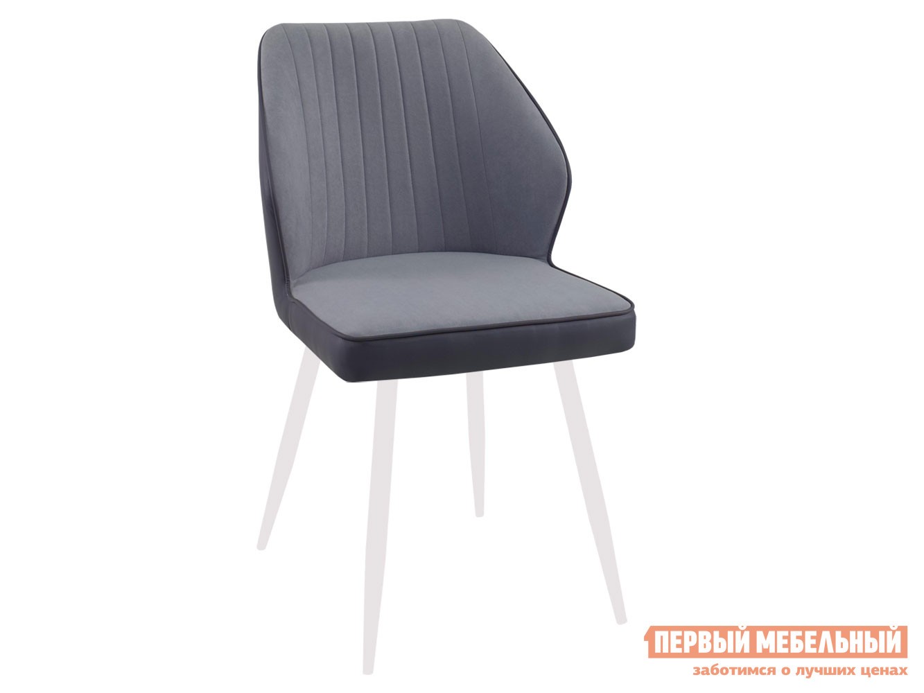 Стул  DikLine 222 Серый, микровелюр / Серый, экокожа / Белый