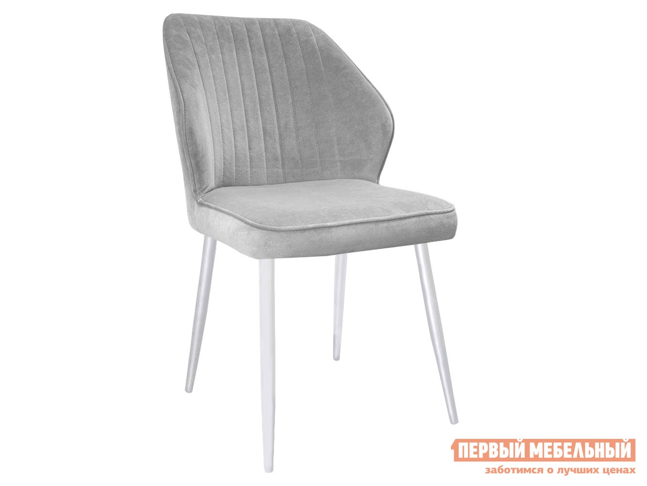Стул  DikLine 222 Светло-серый, микровелюр / Белый