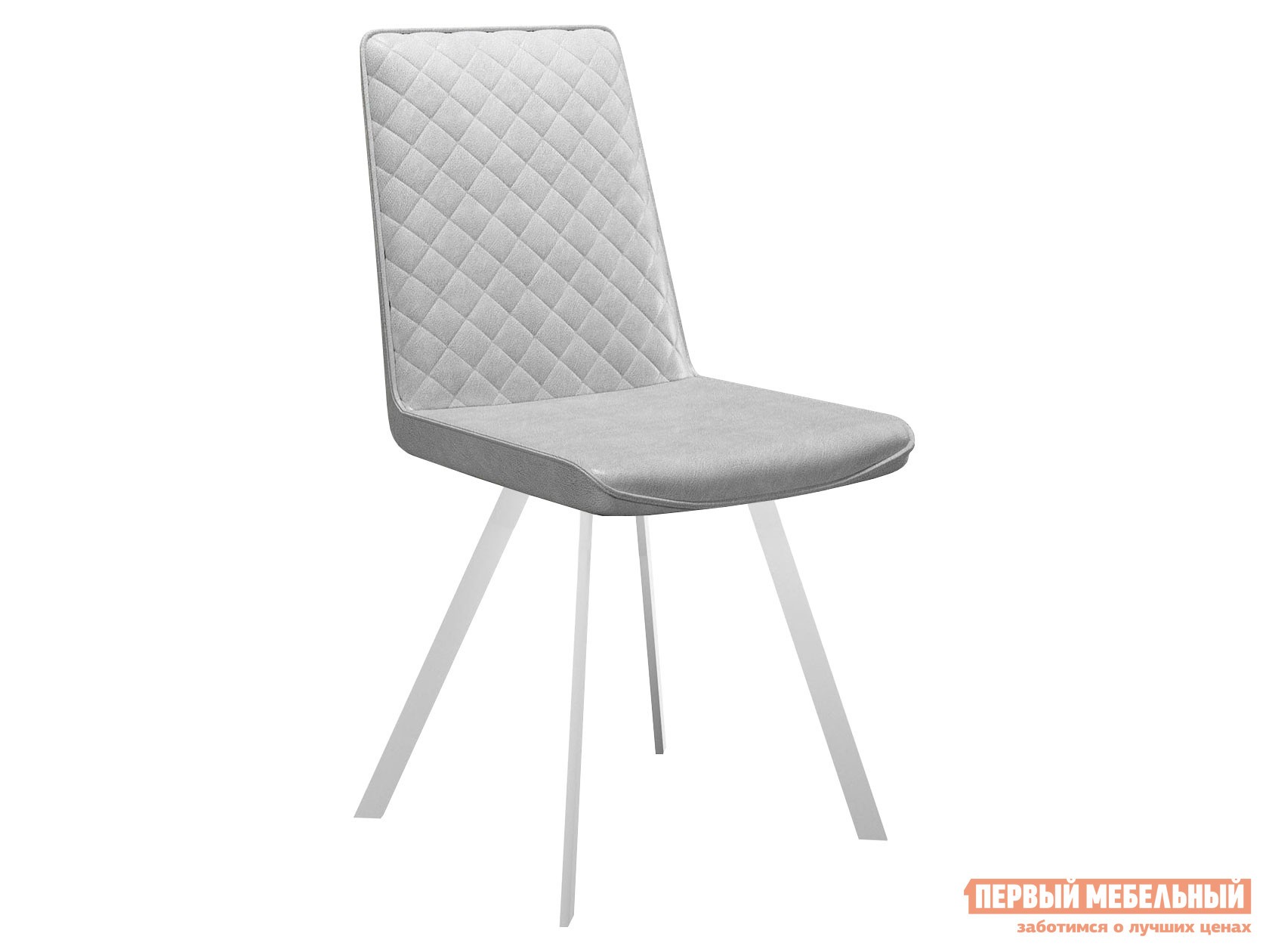 Стул  DikLine 202 Светло-серый, иск. замша / Белый