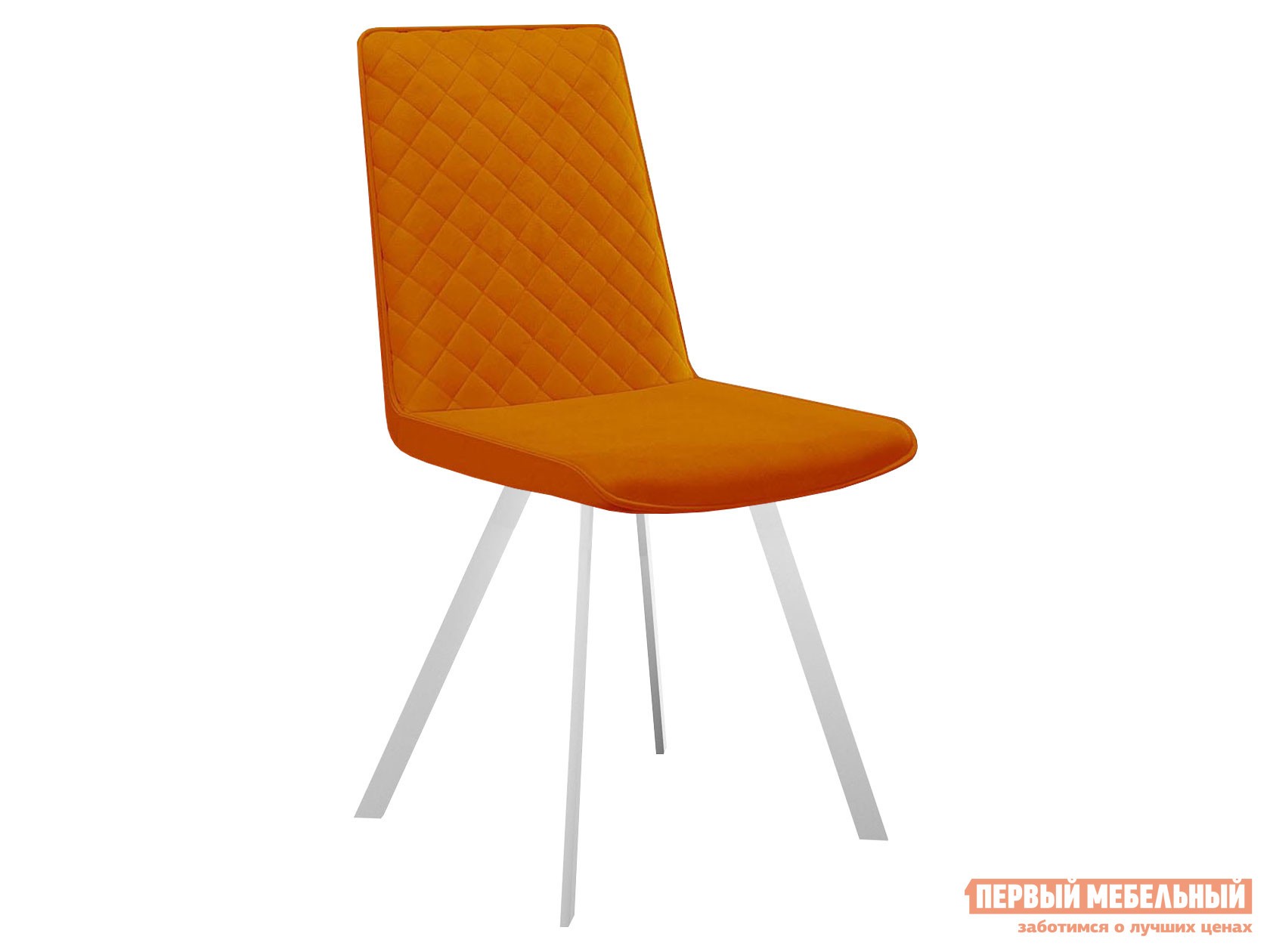 Стул  DikLine 202 Оранжевый, микровелюр / Белый