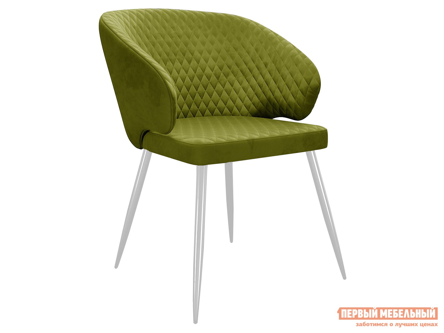Стул  Диклайн 255 Оливковый, микровелюр / Белый