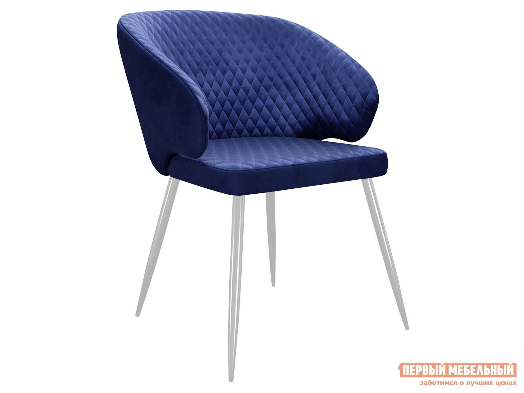 Стул  Диклайн 255 Синий, микровелюр / Белый