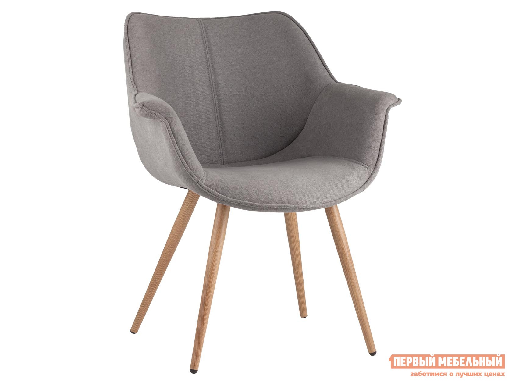 Стул  Джулиан 1 Серый, микровелюр / Светлое дерево, металл