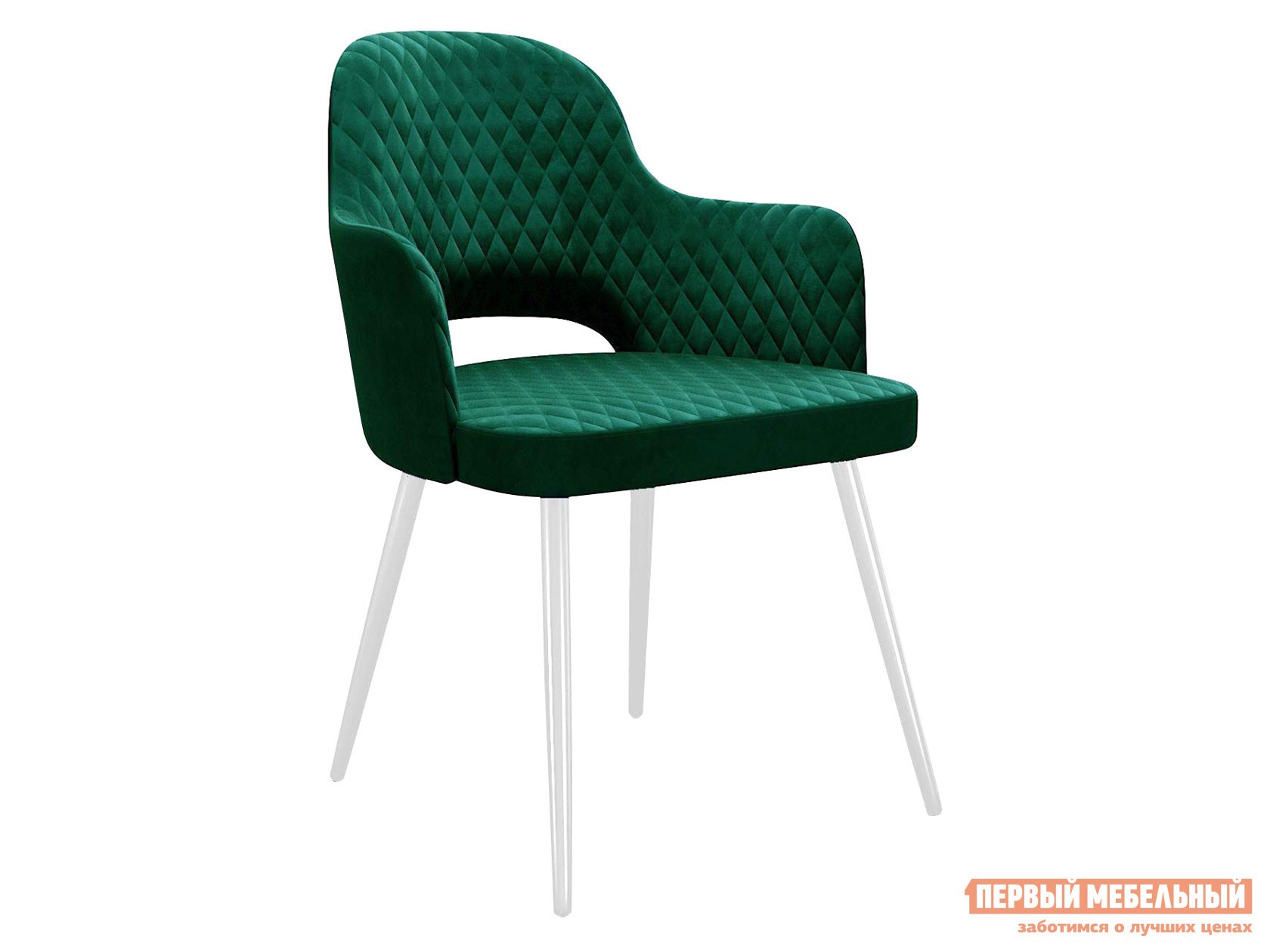 Стул  Диклайн 251 Изумруд, микровелюр / Белый