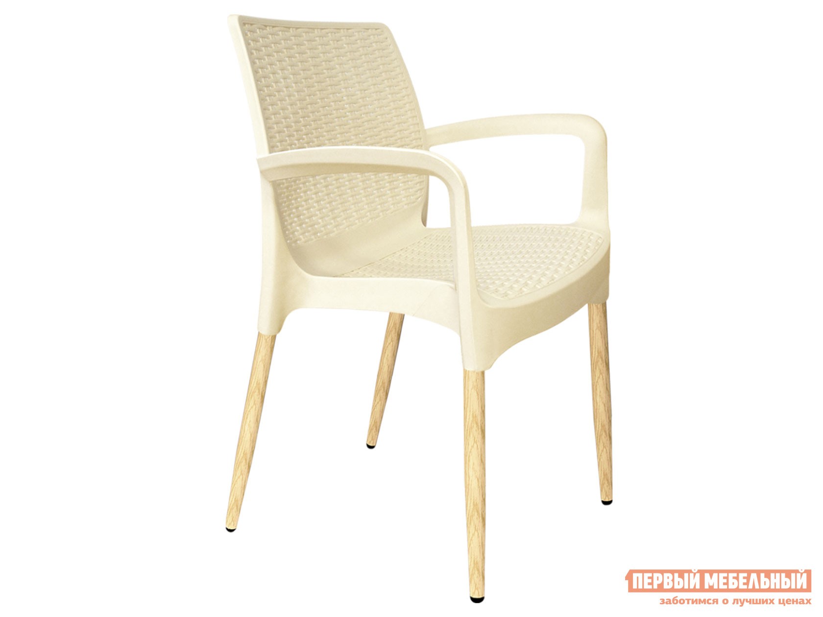 Стул  Нико Бежевый, пластик / Светлый орех, металл