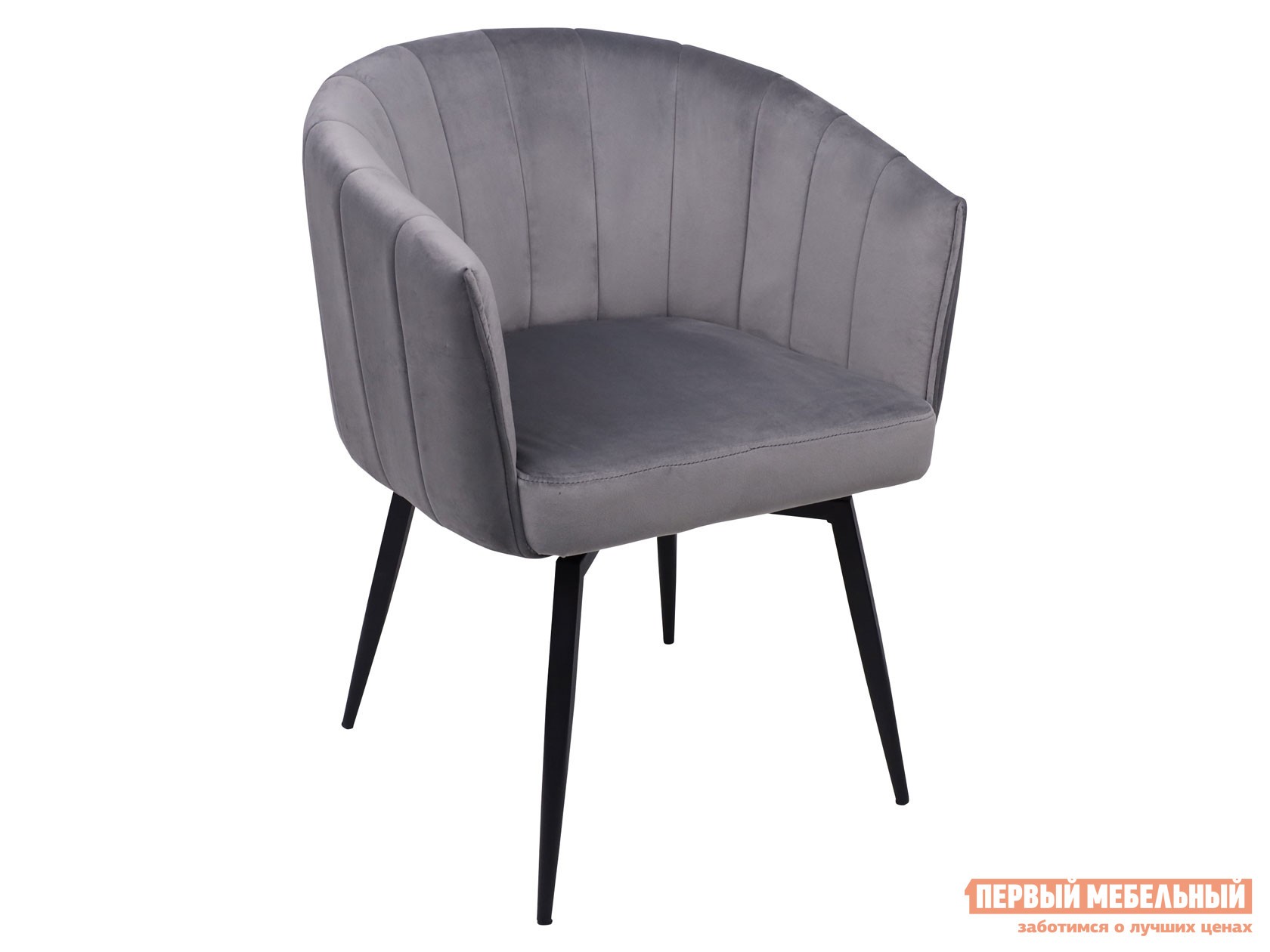 Стул  Мелон Серый, велюр / Черный металл