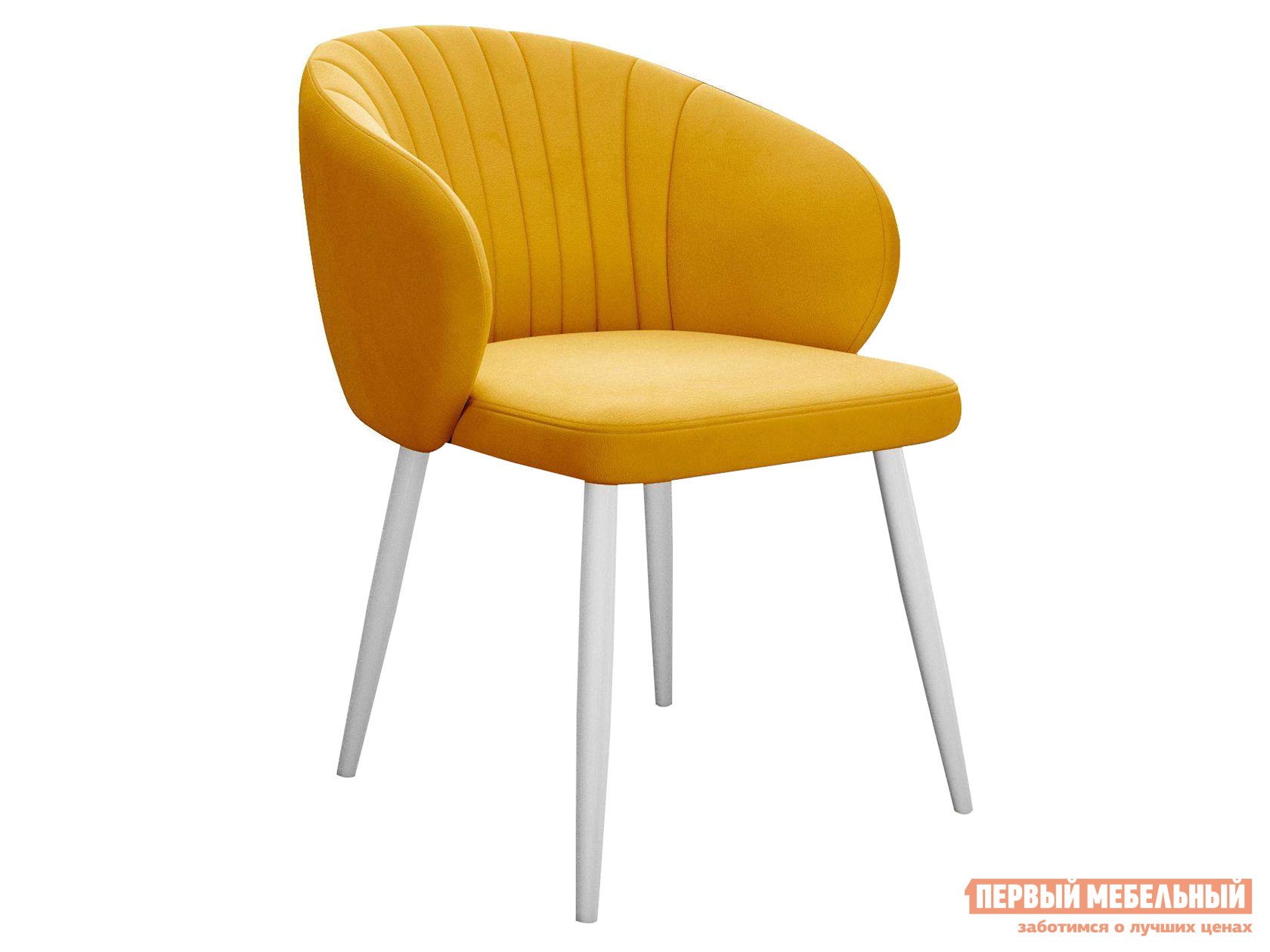 Стул  Диклайн 254 Апельсин, микровелюр / Белый