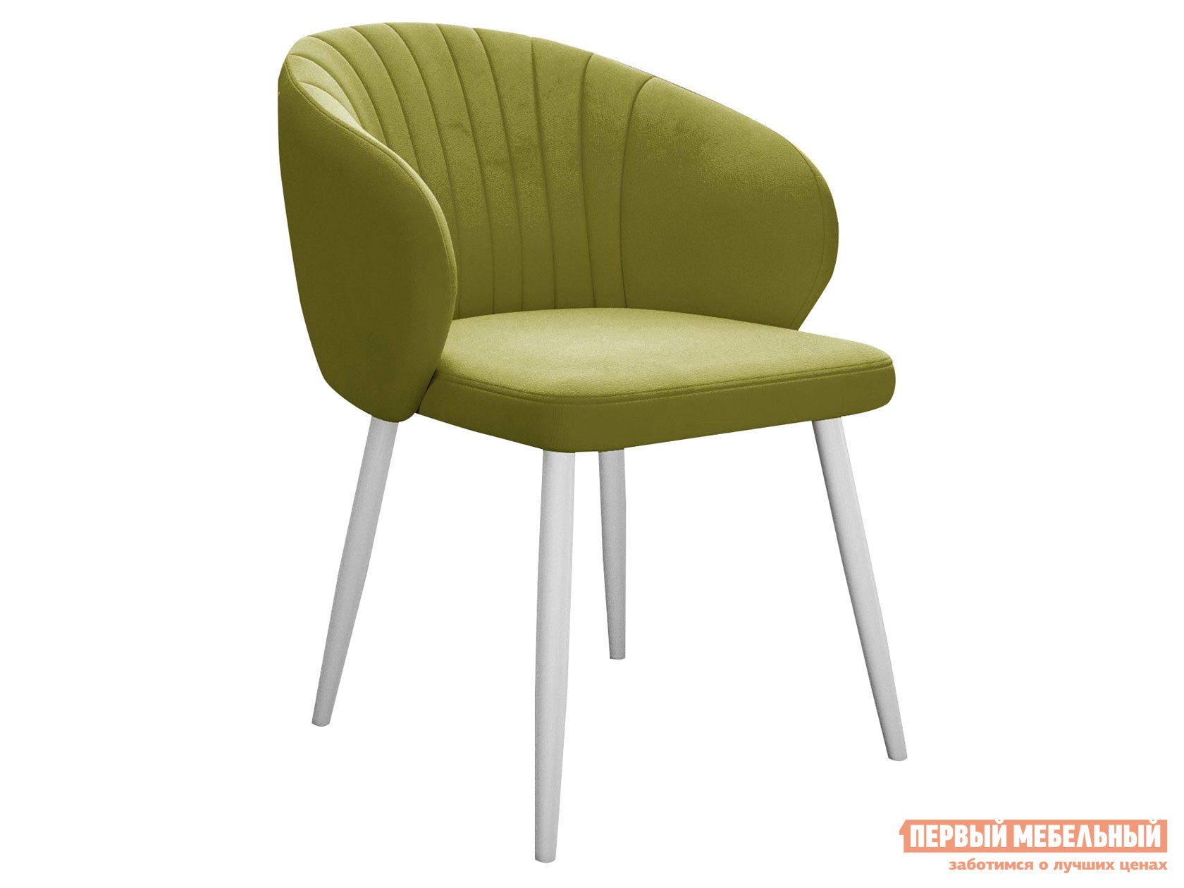 Стул  Диклайн 254 Оливковый, микровелюр / Белый