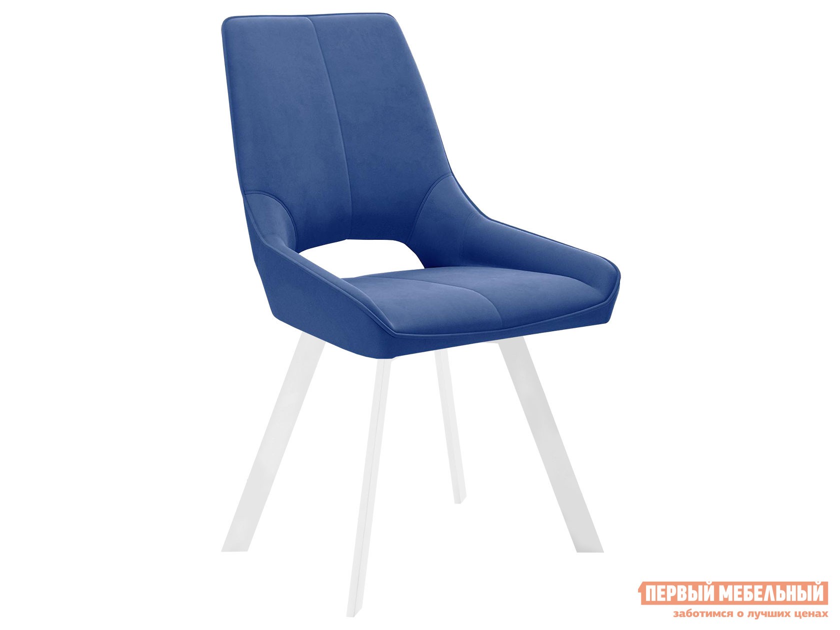 Стул  DikLine 268 Синий, микровелюр / Белый