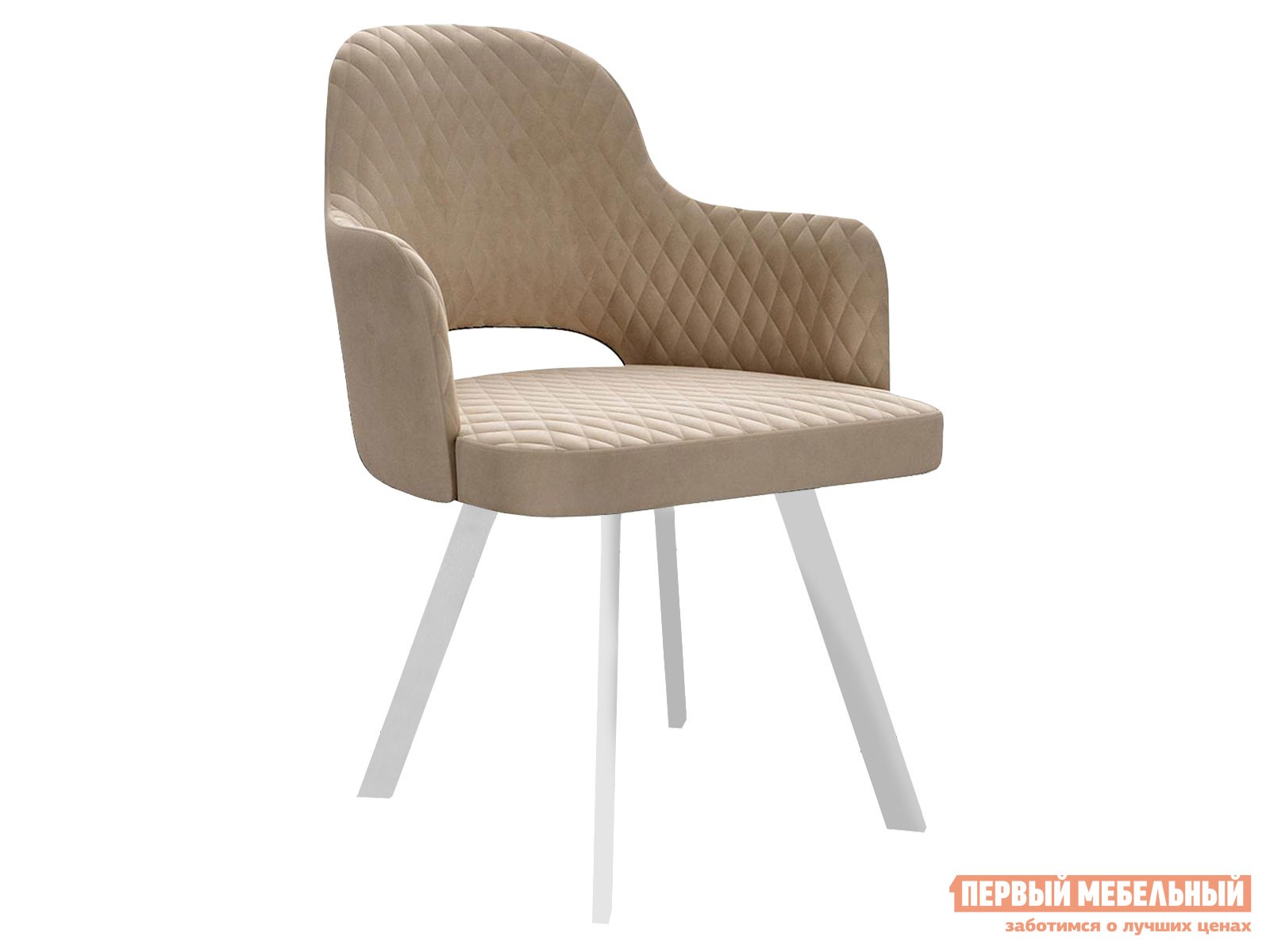 Стул  DikLine 261 Бежевый, микровелюр / Белый