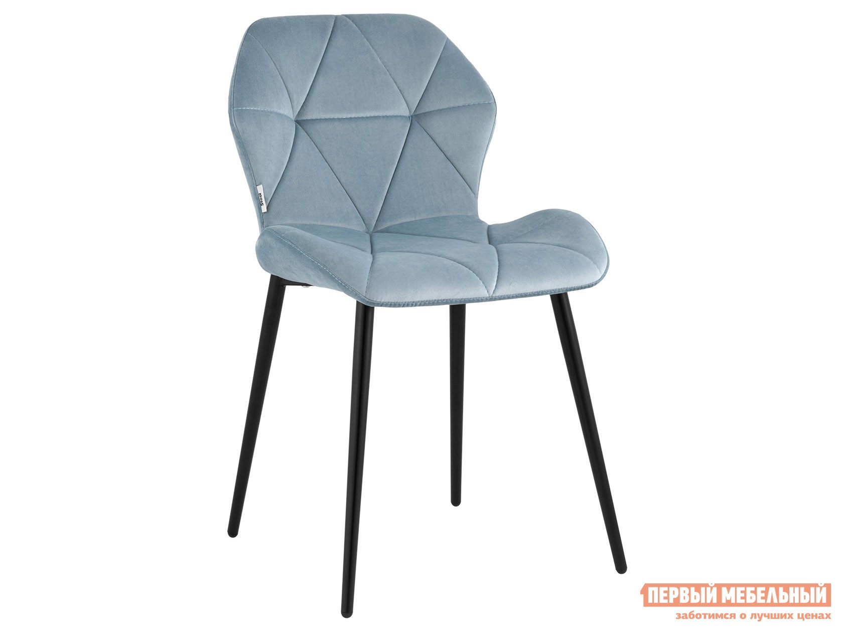 Стул  Эдвин Пыльно-голубой, велюр / Черный, металл