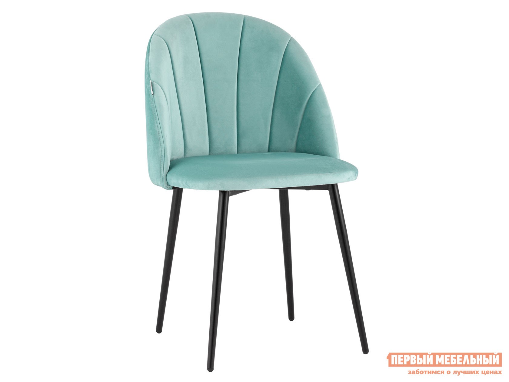 Стул  Логан Пыльно-голубой, велюр / Черный, металл