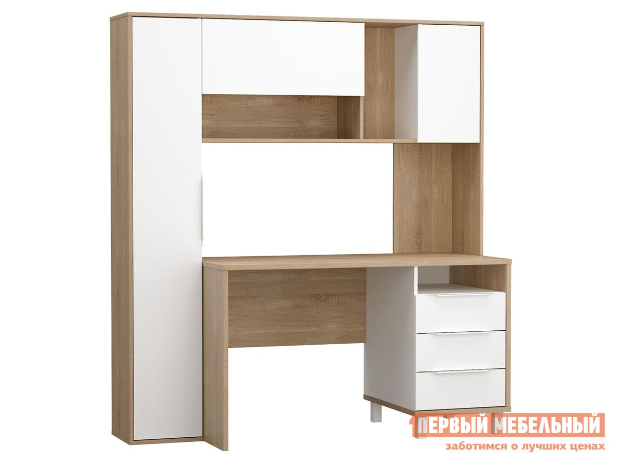 Компьютерный стол  Комфорт 12.95 Дуб Сонома / Белый шагрень