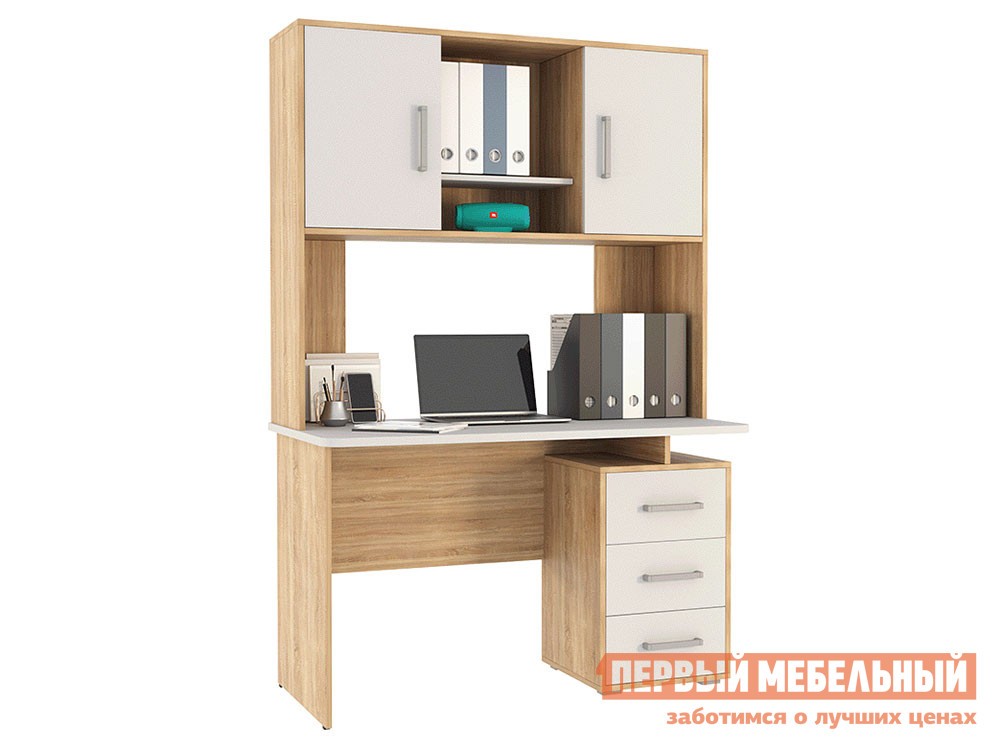 Компьютерный стол  SKL2.1N02 + NKL02S1.2 Дуб Сонома / Белый