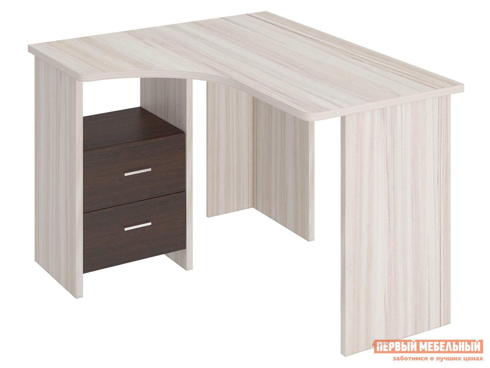 Компьютерный стол  Угл120 с тумбой Карамель / Венге, Левая