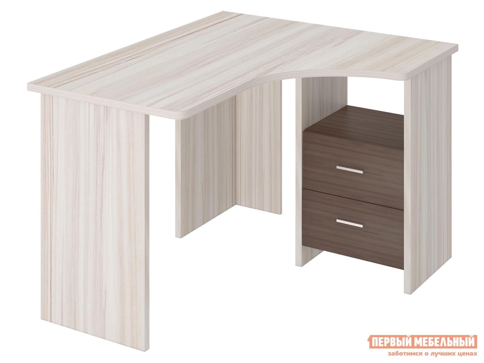 Компьютерный стол  Угл120 с тумбой Карамель / Шамони, Правая