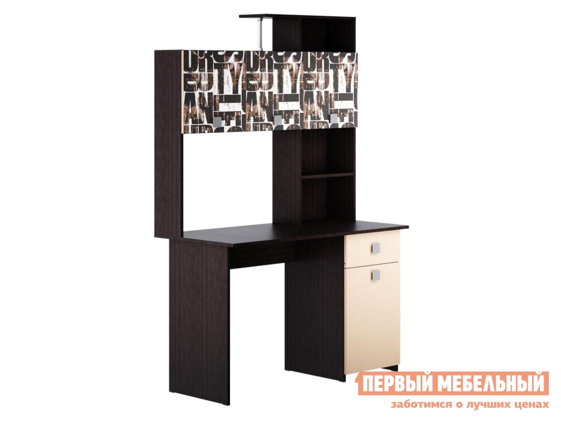 Детский компьютерный стол  Паскаль СТ 102 Венге / Бежевый / Фотопечать Браун