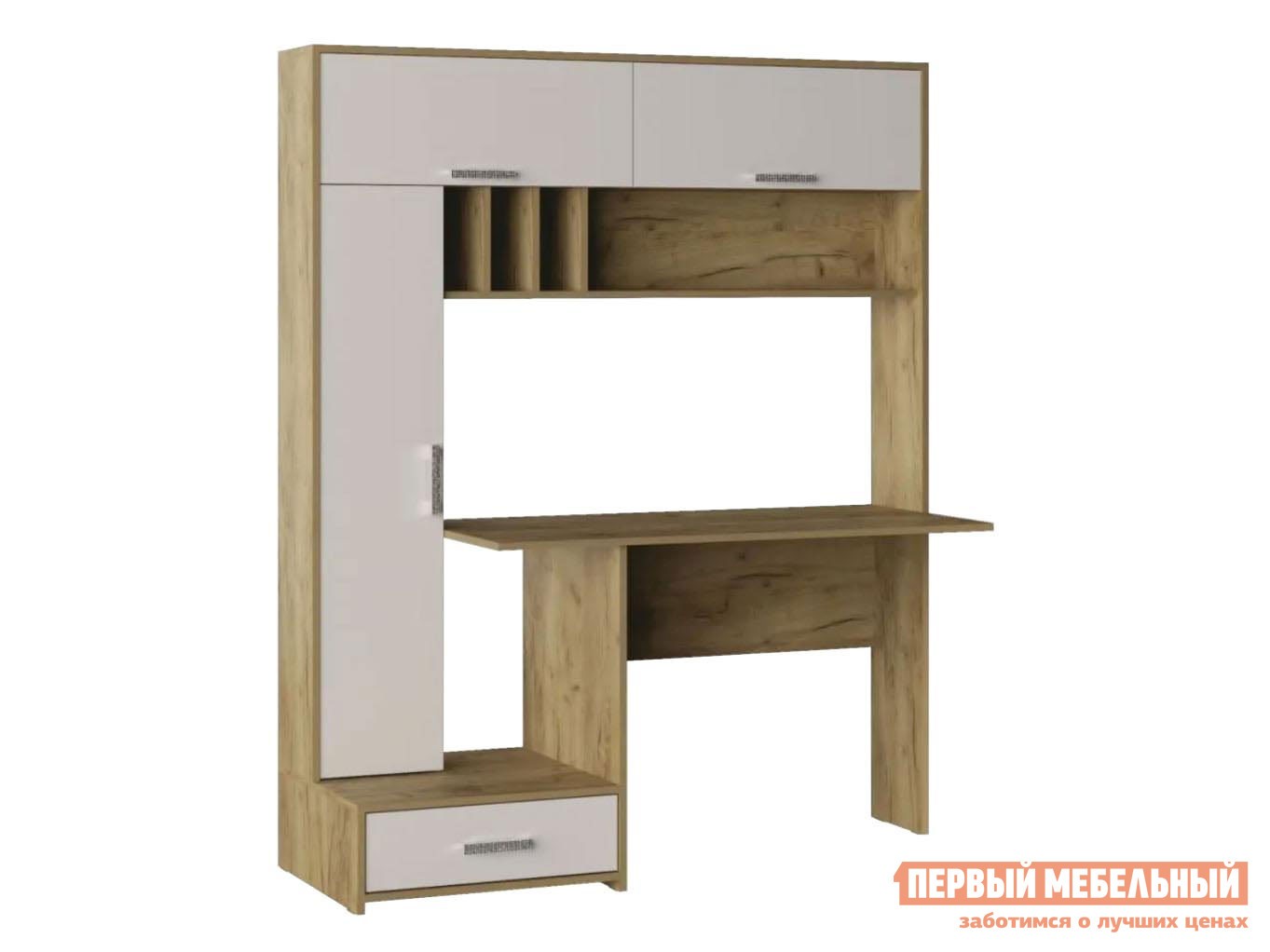 Компьютерный стол  Мист-1 Дуб Крафт золотой / Белый шагрень