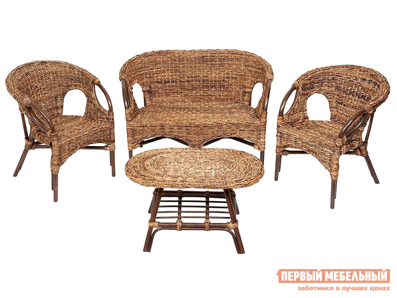 Комплект плетеной мебели  Мандалино 1 Грецкий орех / Банановые листья
