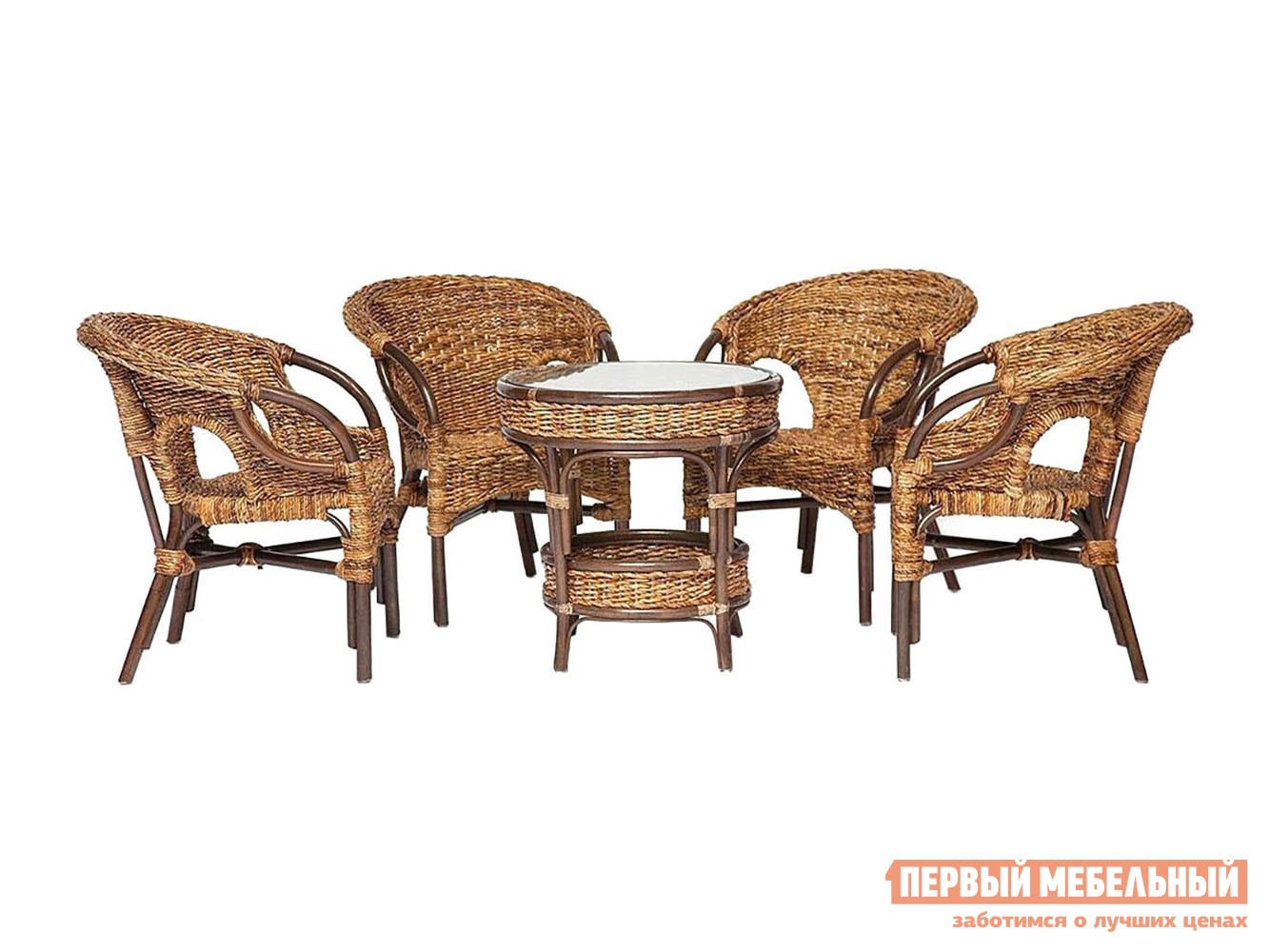 Комплект плетеной мебели  Мандалино 2 Грецкий орех / Банановые листья