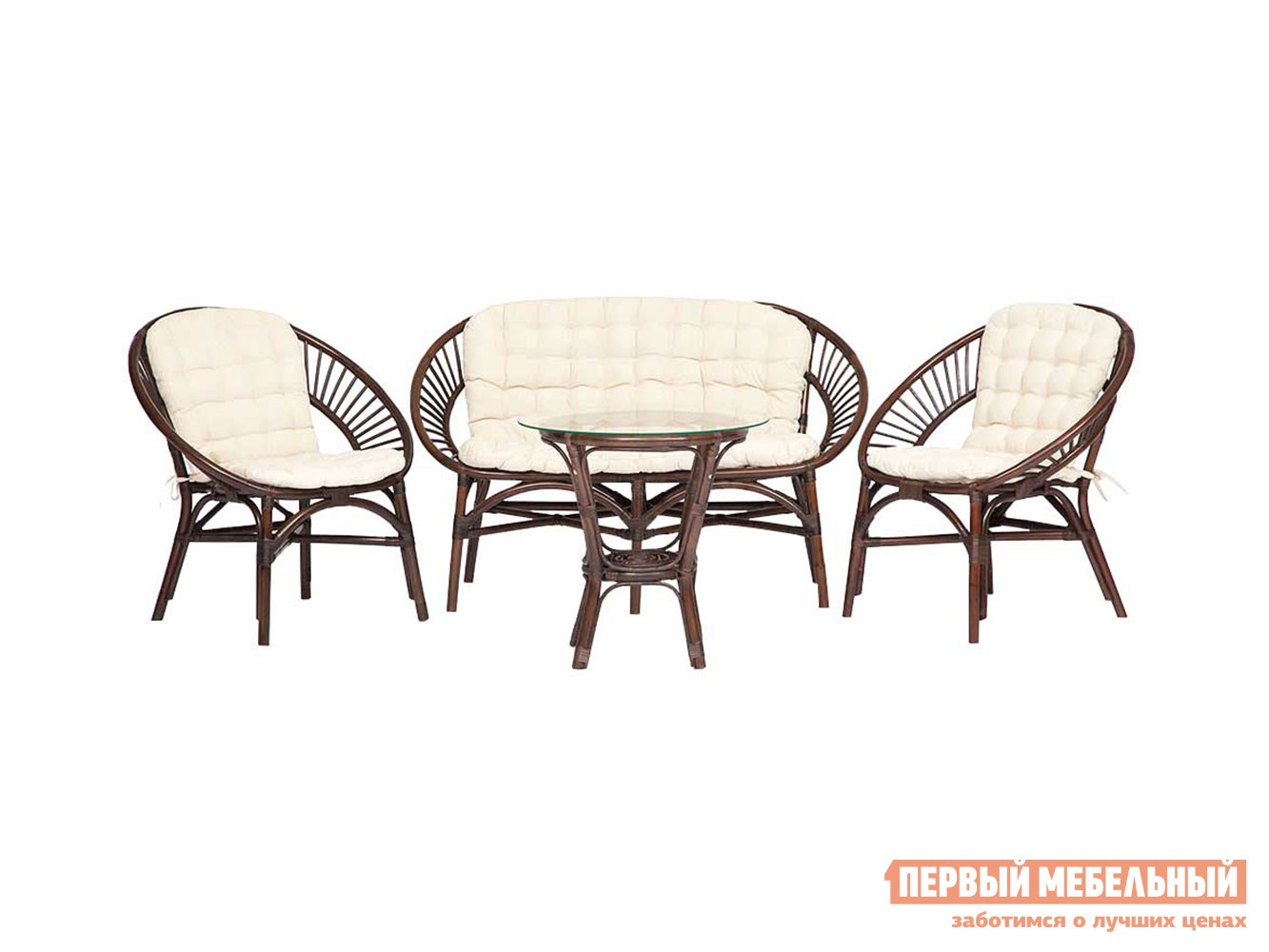 Комплект плетеной мебели  Туркей Грецкий орех, ротанг / Бежевый, ткань