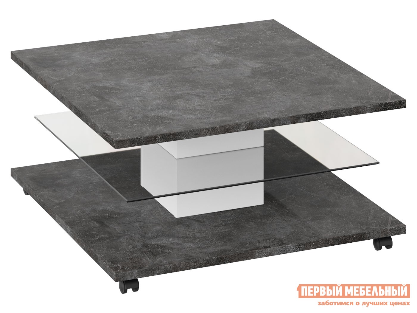 Журнальный столик  Даймонд Белый / Ателье темный глянец