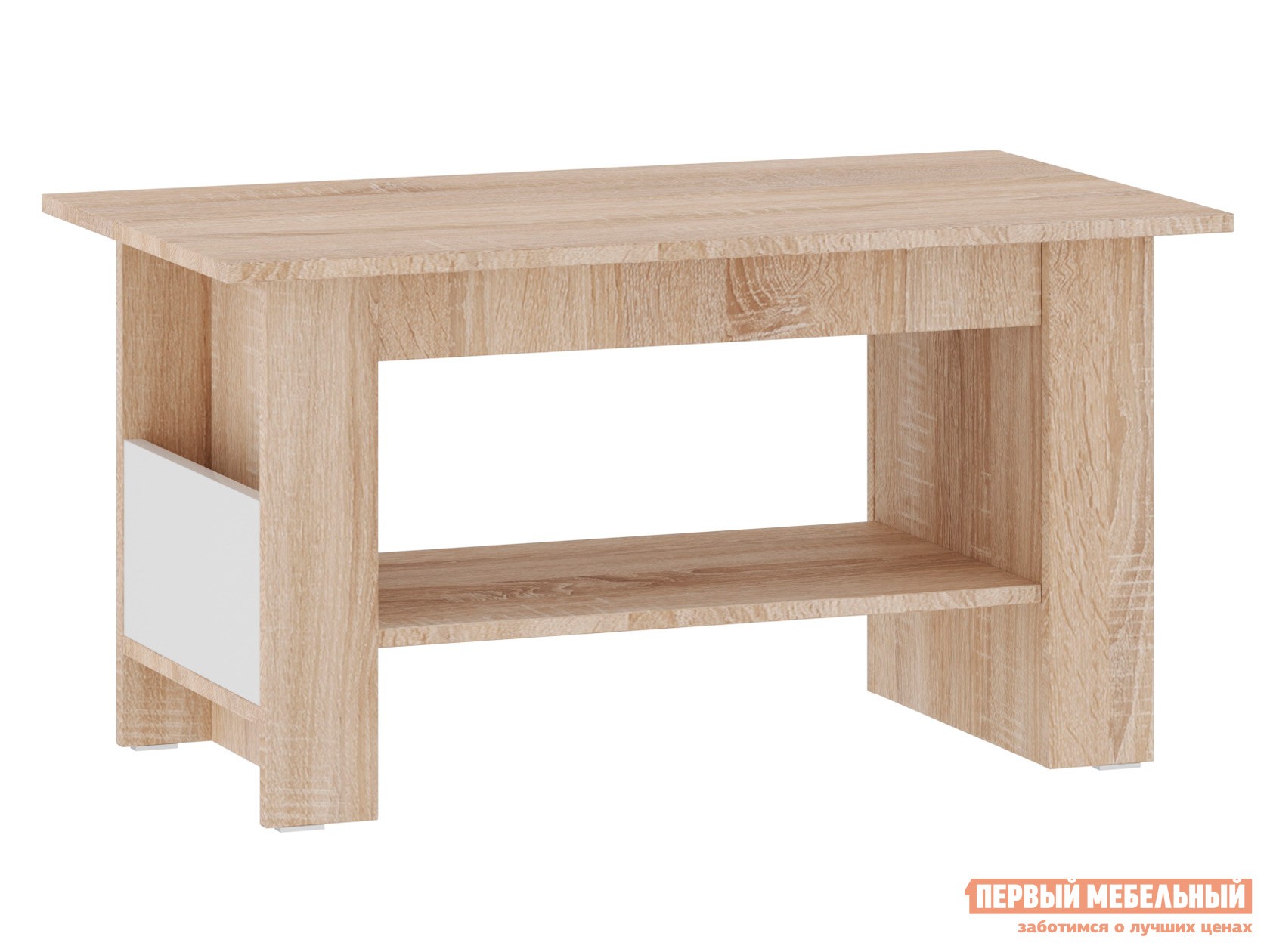 Журнальный столик  Оксфорд Лайт Дуб Сонома / Белый глянец