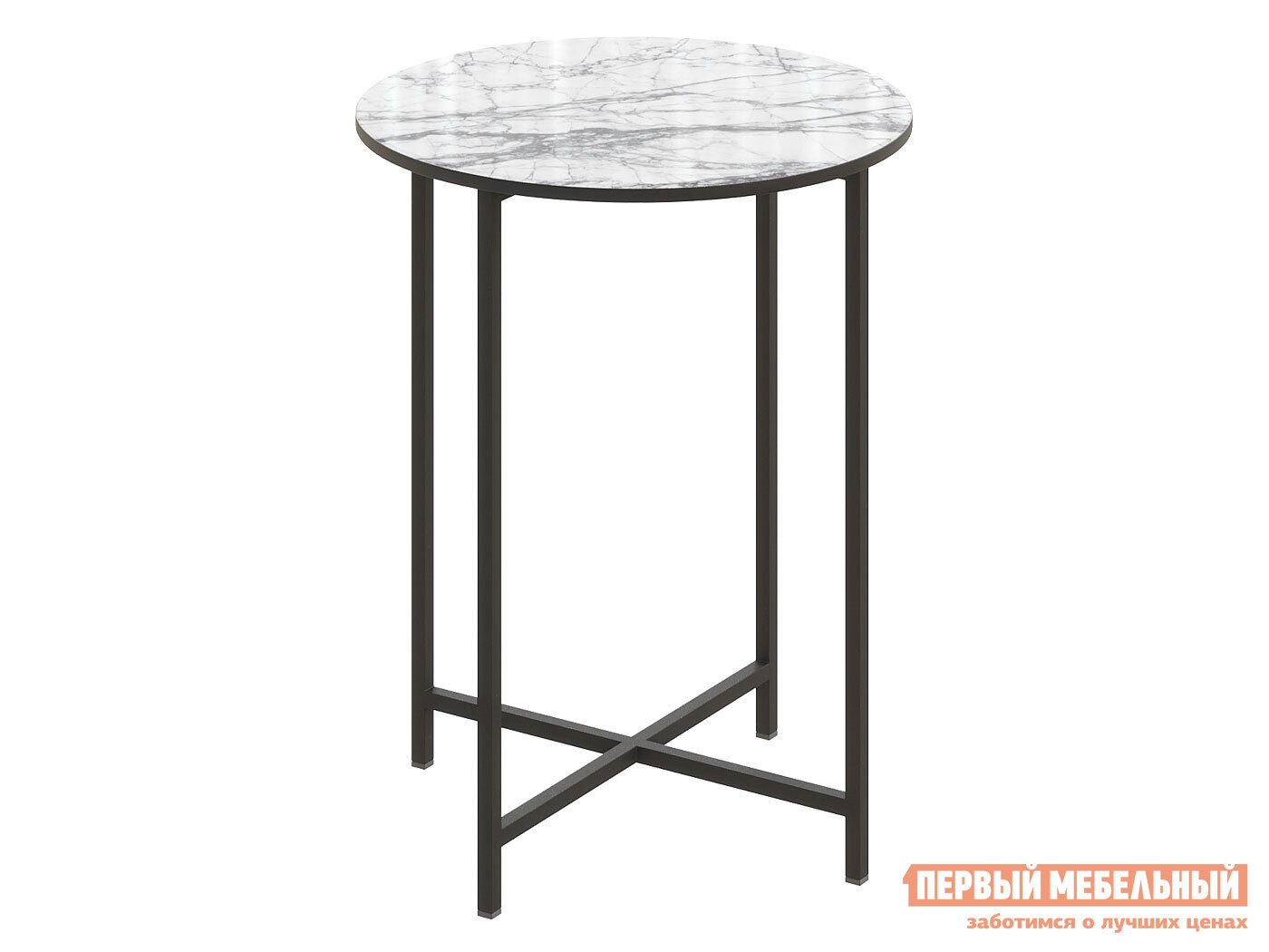 Журнальный столик  Фрост Черный, металл / Мрамор белый, стекло
