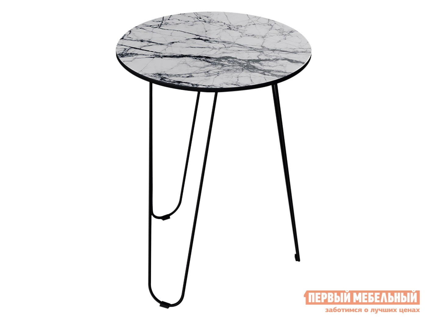 Журнальный столик  Ден Черный, металл / Мрамор белый, стекло