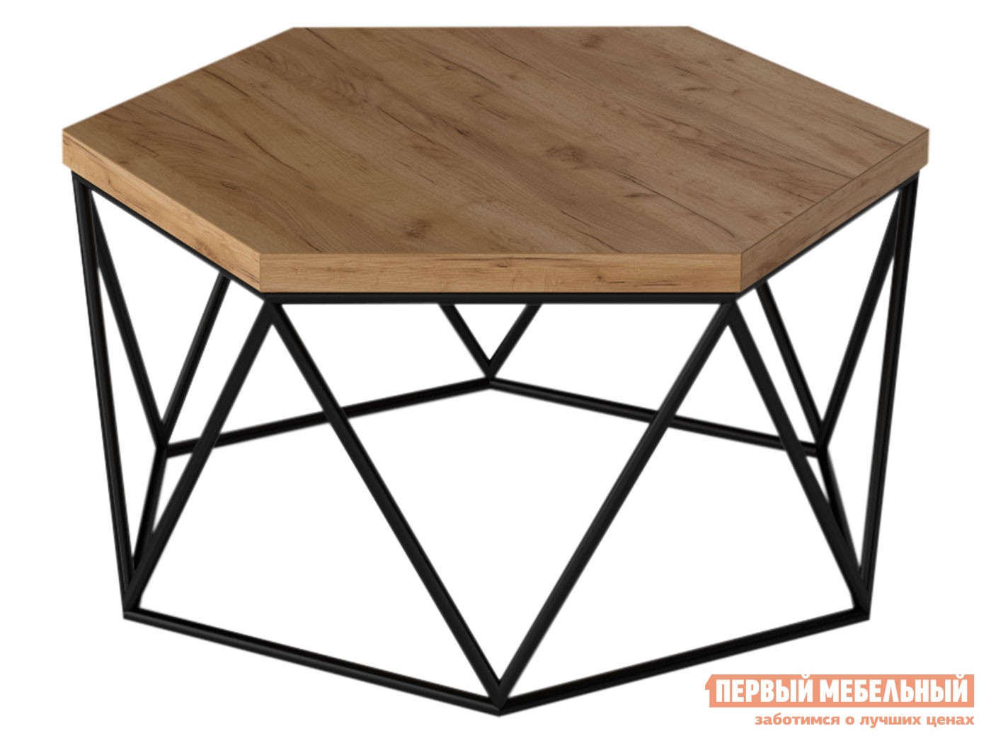 Журнальный столик  Порту Черный, металл / Дуб Крафт золотой