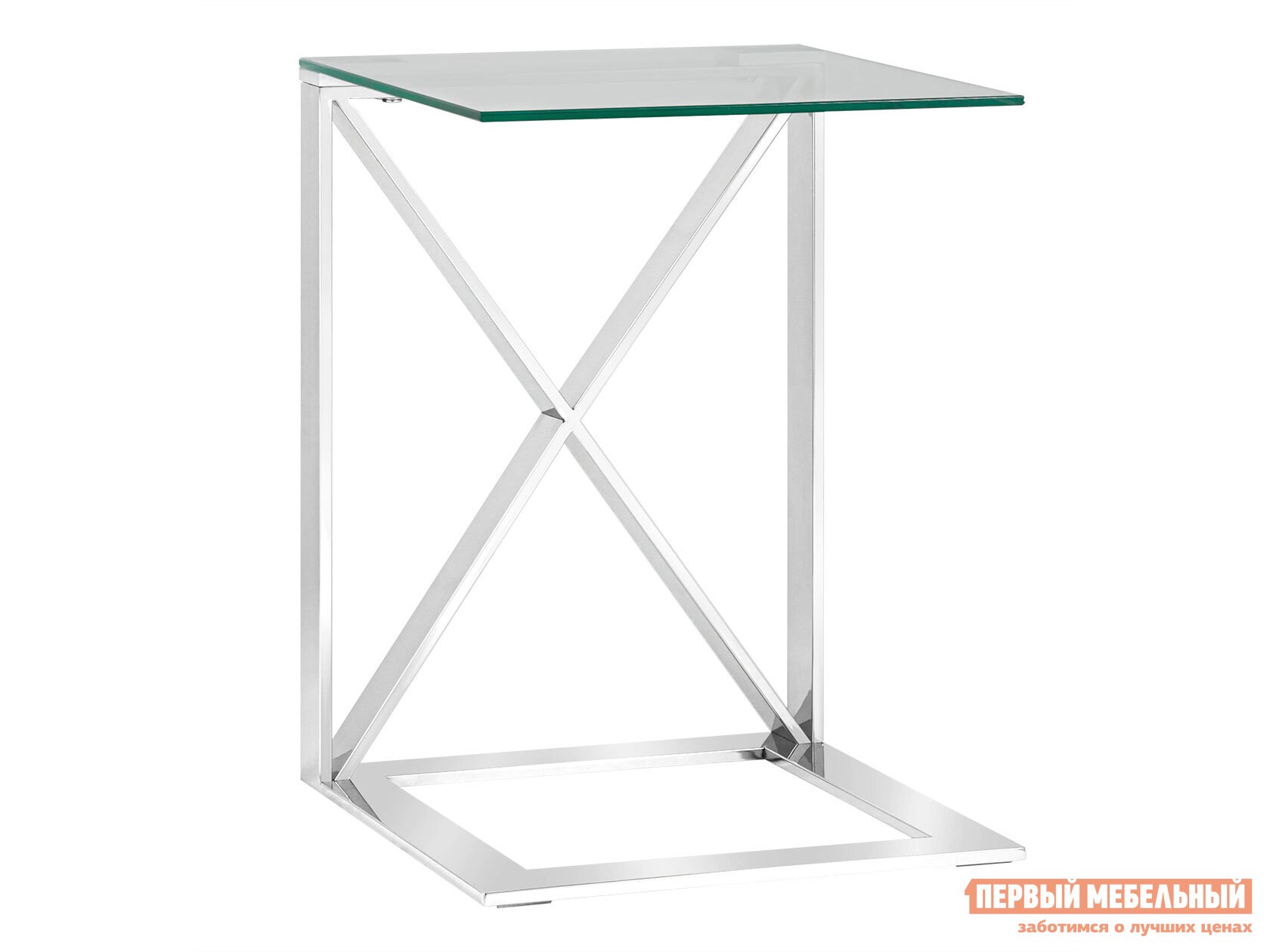 Журнальный столик  Кросс Прозрачное стекло / Сталь, серебро
