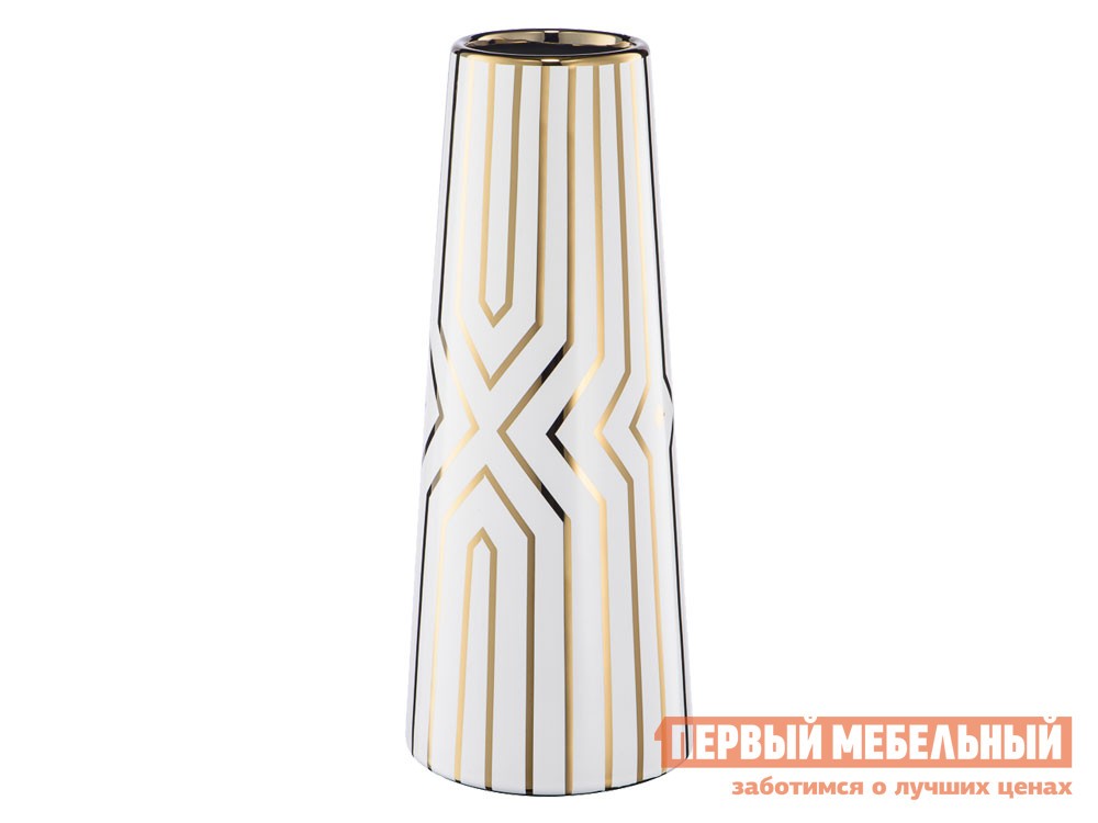 Ваза  Калатея Белый / Золото, доломит