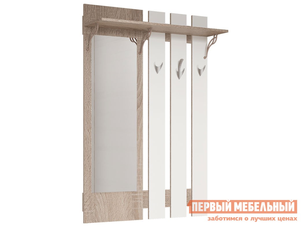 Настенная вешалка  Глория 104/02 Дуб Винтаж Оксид / Белый шагрень