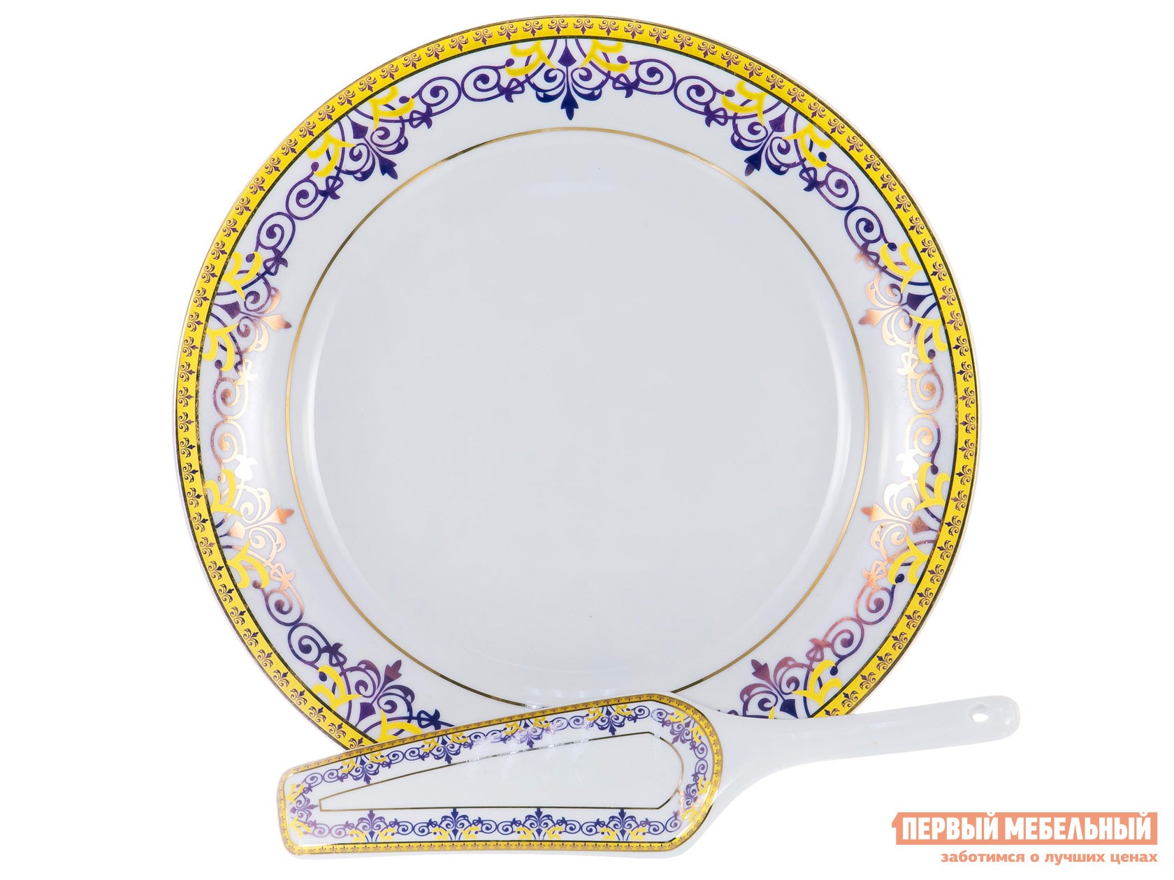 Блюдо  Минкар 2 предмета Белый с рисунком, фарфор