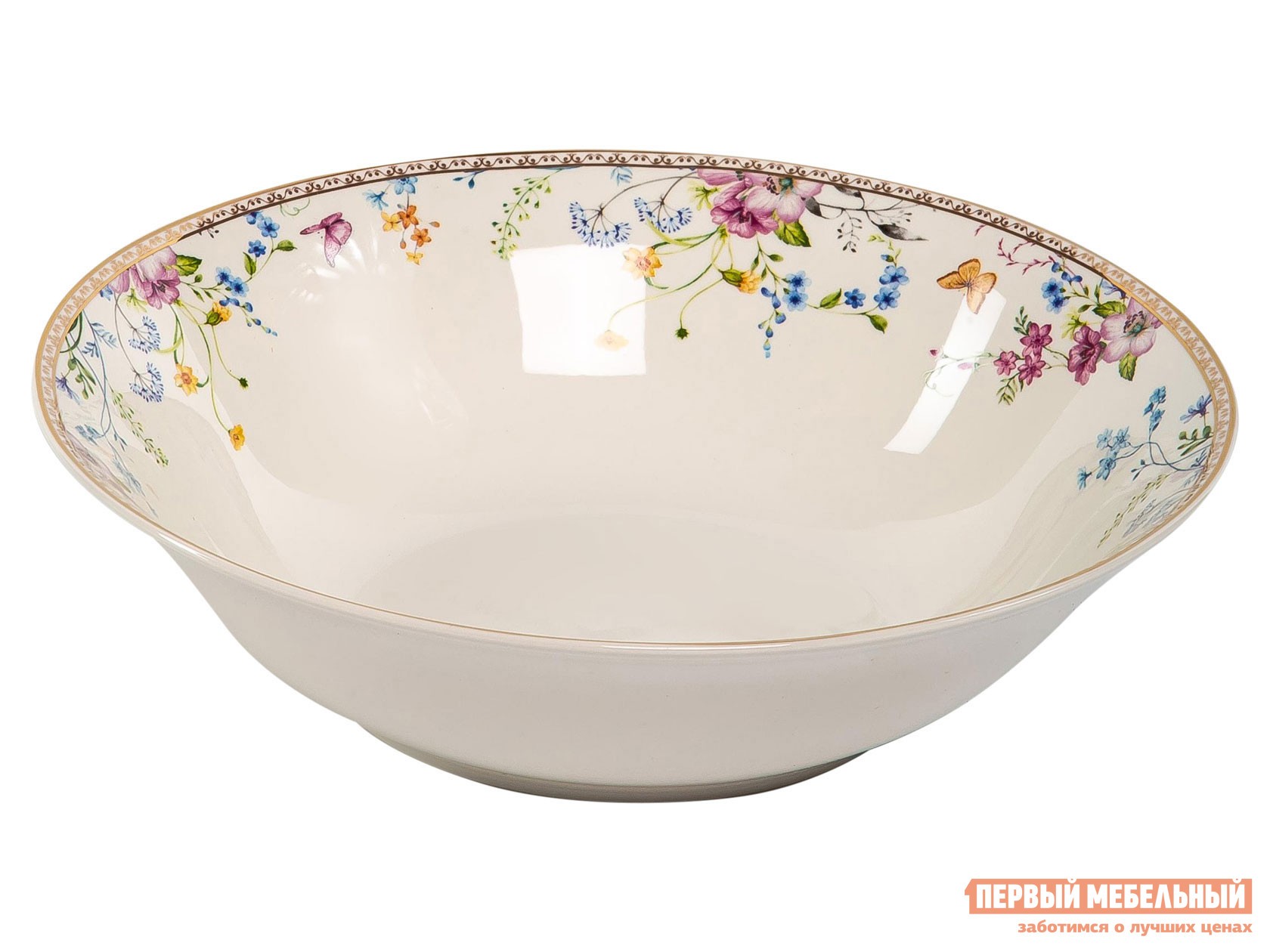 Тарелка  Аванта Белый с цветами, фарфор